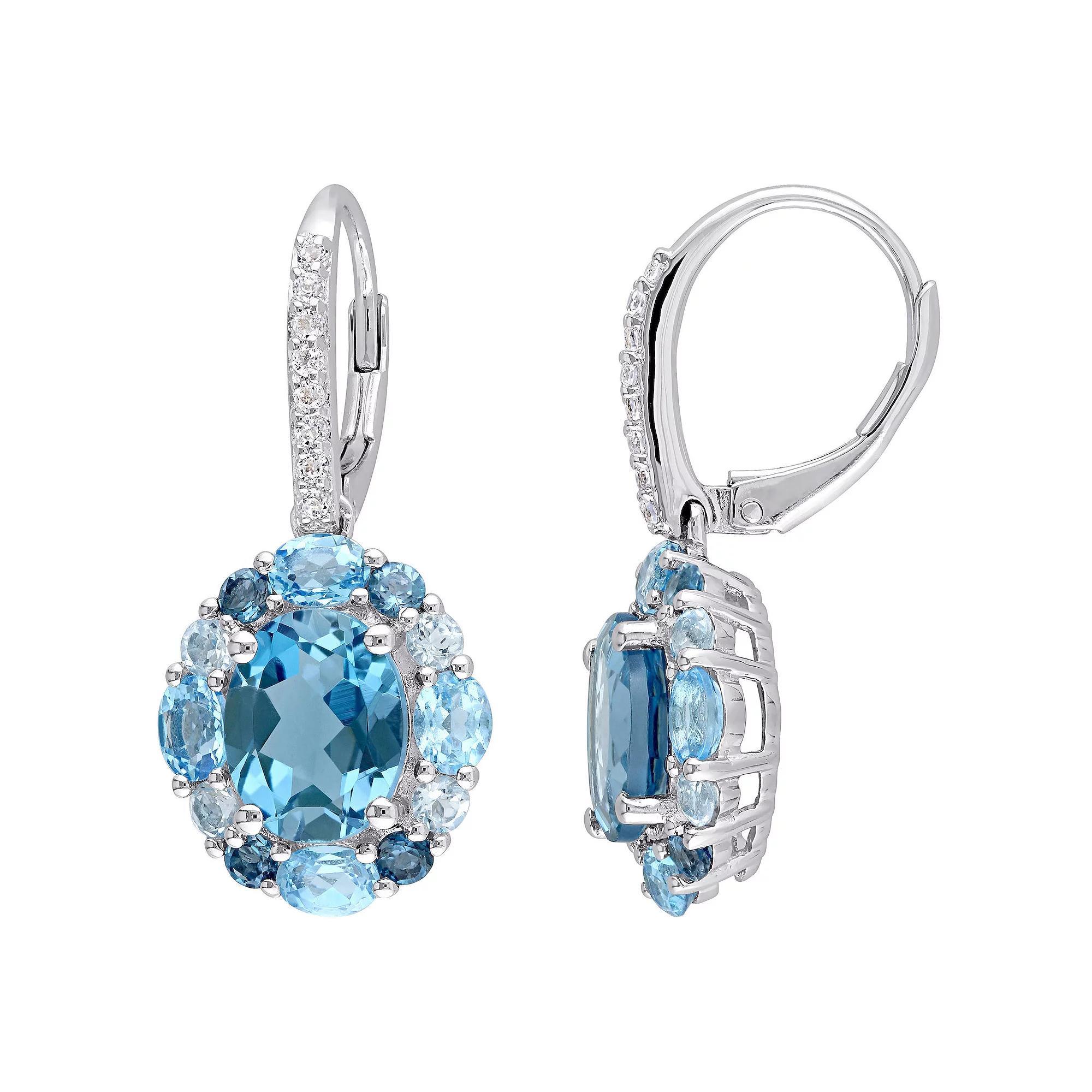 Stella Grace Sterling Silver London, Swiss, Sky Blue & White Topaz Drop Earrings, Womens Product Image