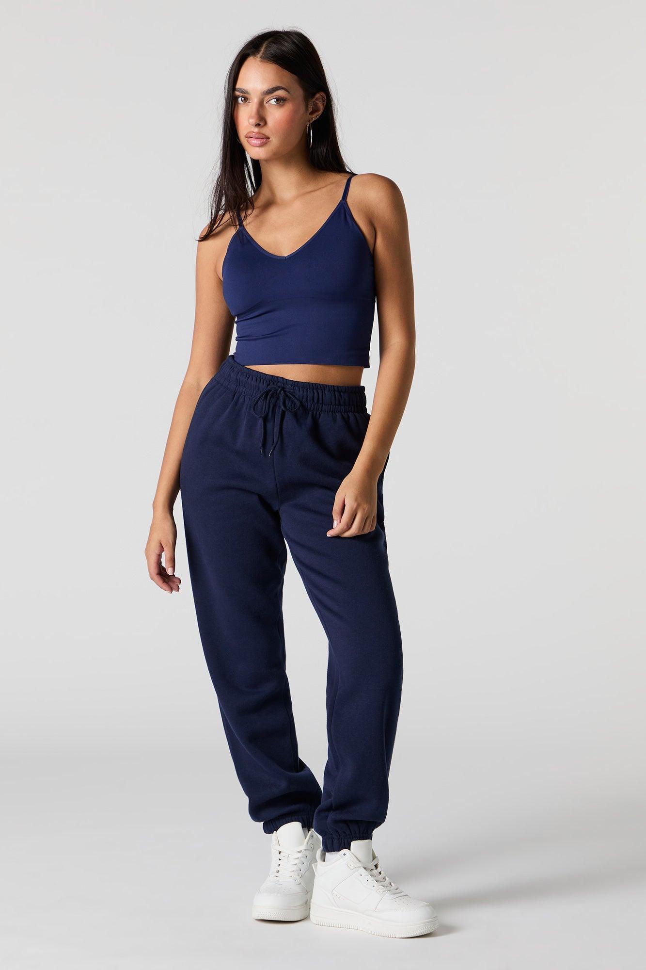High Rise Solid Fleece Jogger Female Product Image