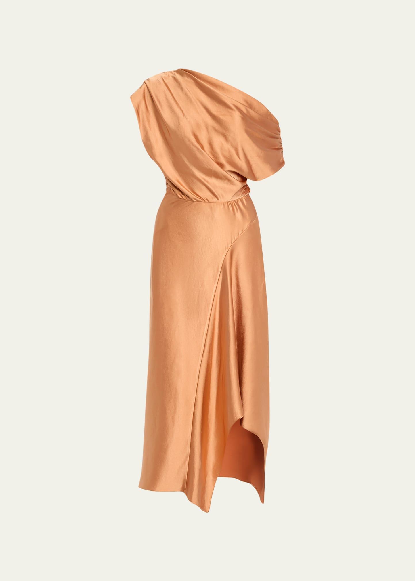 Jasmine Draped Satin Midi Dress Product Image