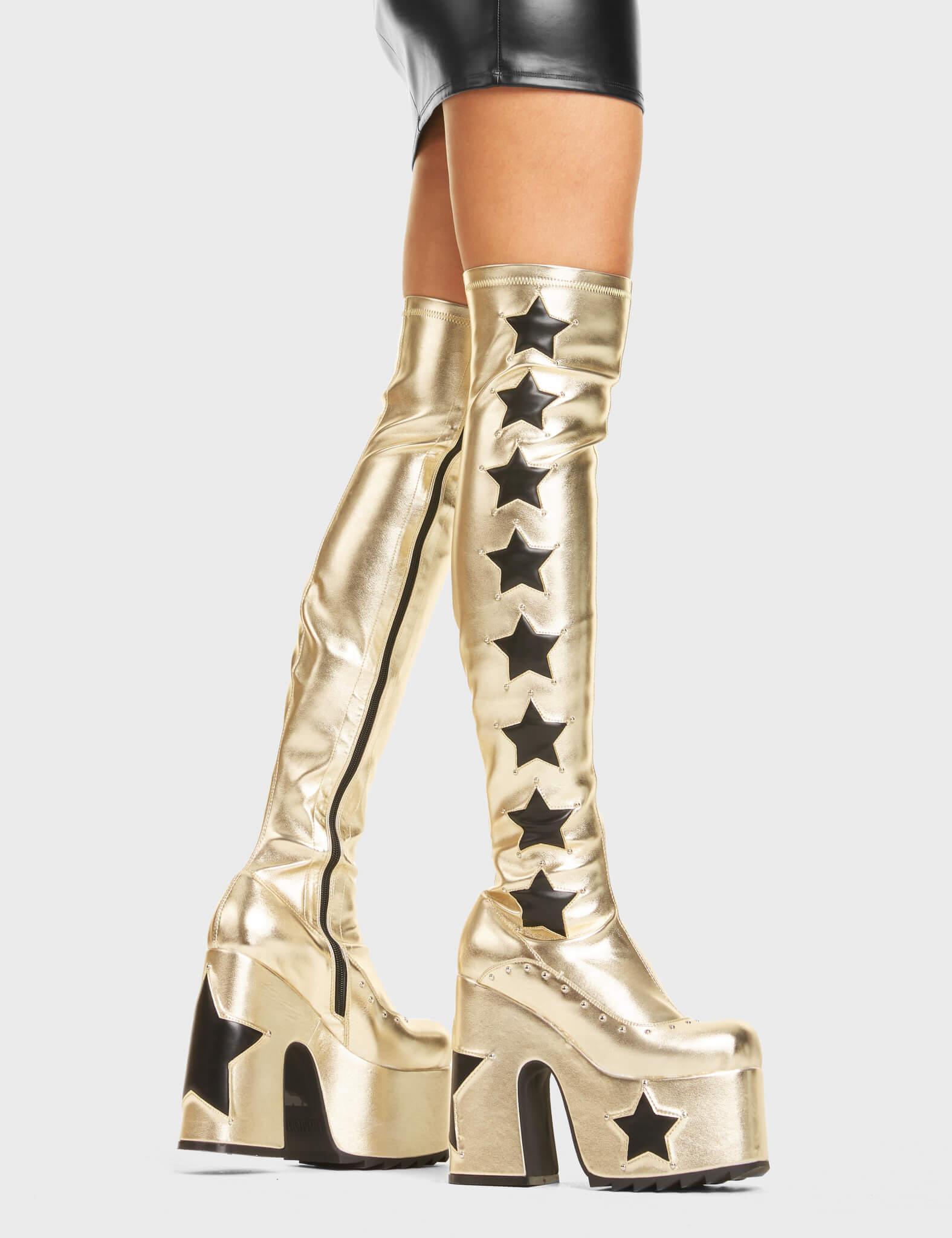Electricity Chunky Platform Thigh High Boots Product Image