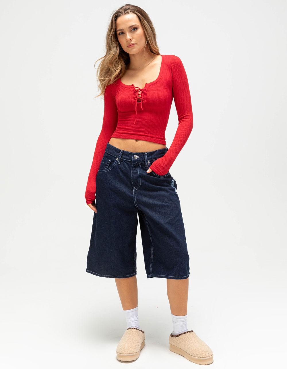 BDG Urban Outfitters Knockout Womens Lace Up Top - RED Product Image