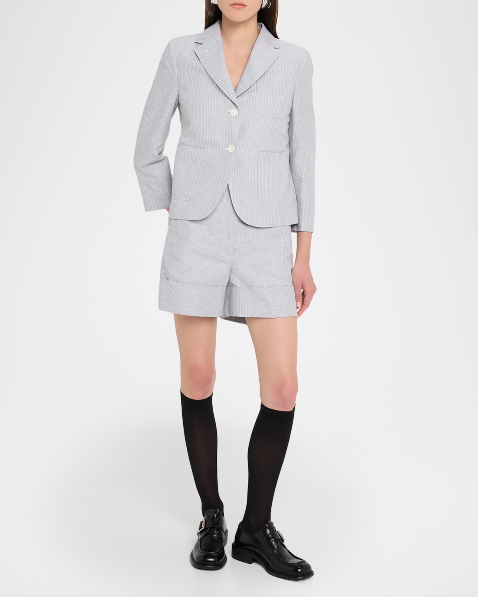 Striped Linen-Cotton Single-Breasted Crop Sportcoat Product Image