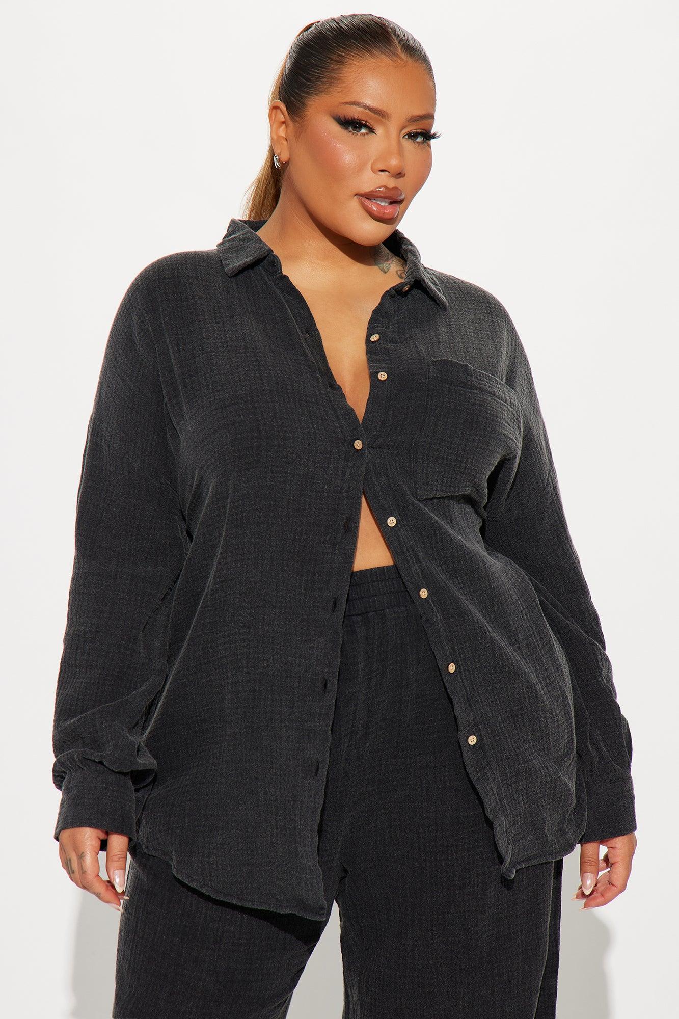 Over The Clouds Washed Pant Set - Black Product Image