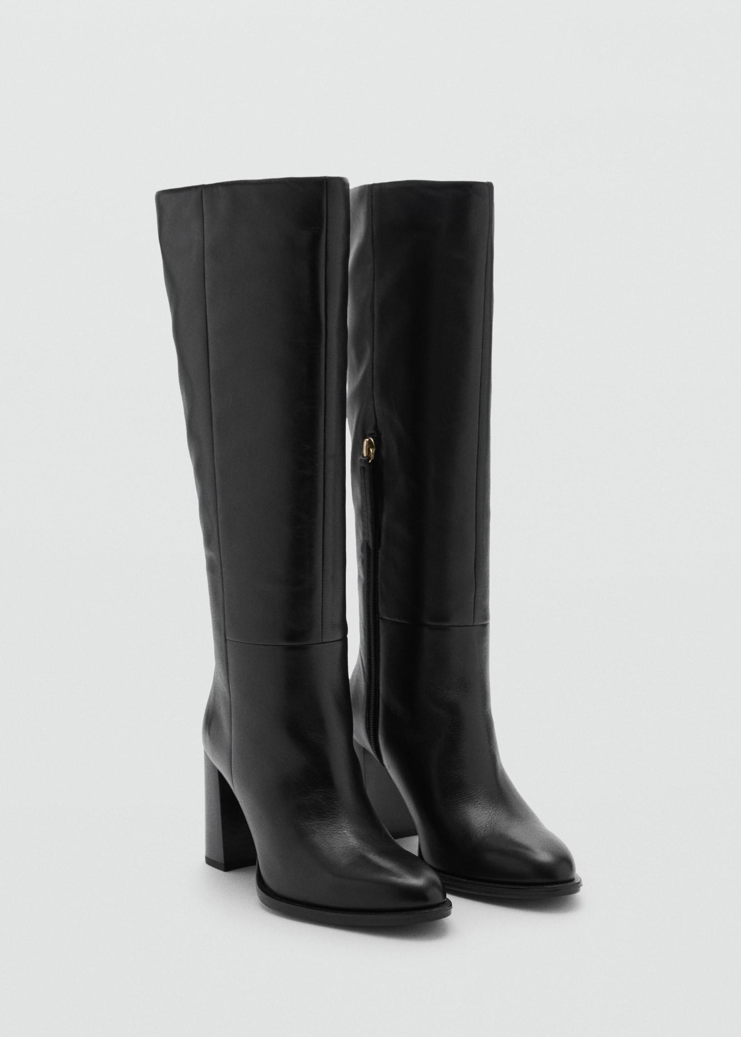 High heel leather boot - Women | MANGO USA Product Image