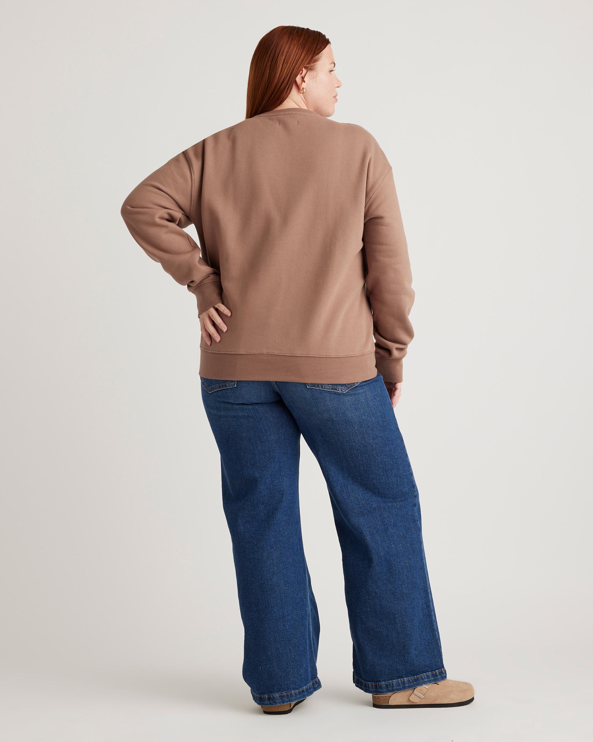 Quince | Women's Organic Heavyweight Fleece Boyfriend Crew Neck Alpaca Sweater Organic Cotton Product Image