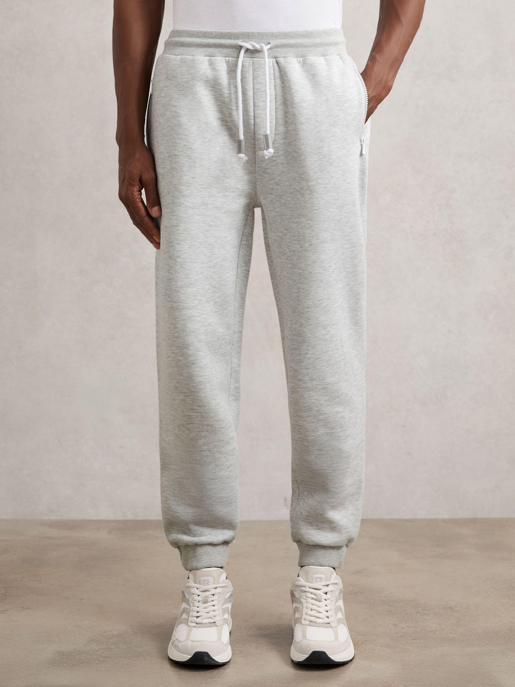 Cotton-Blend Drawstring Joggers in Grey Product Image
