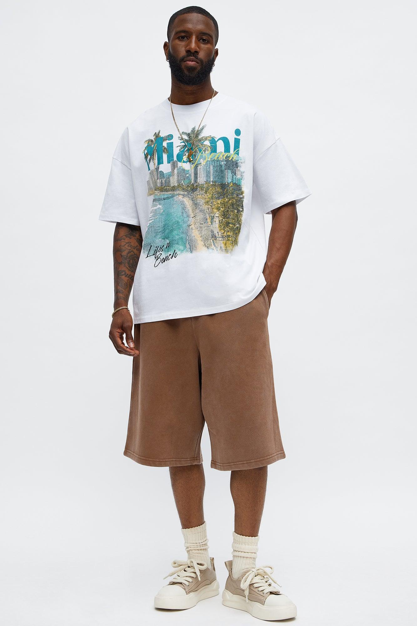 Tyson Baggy Washed Shorts - Brown Male Product Image