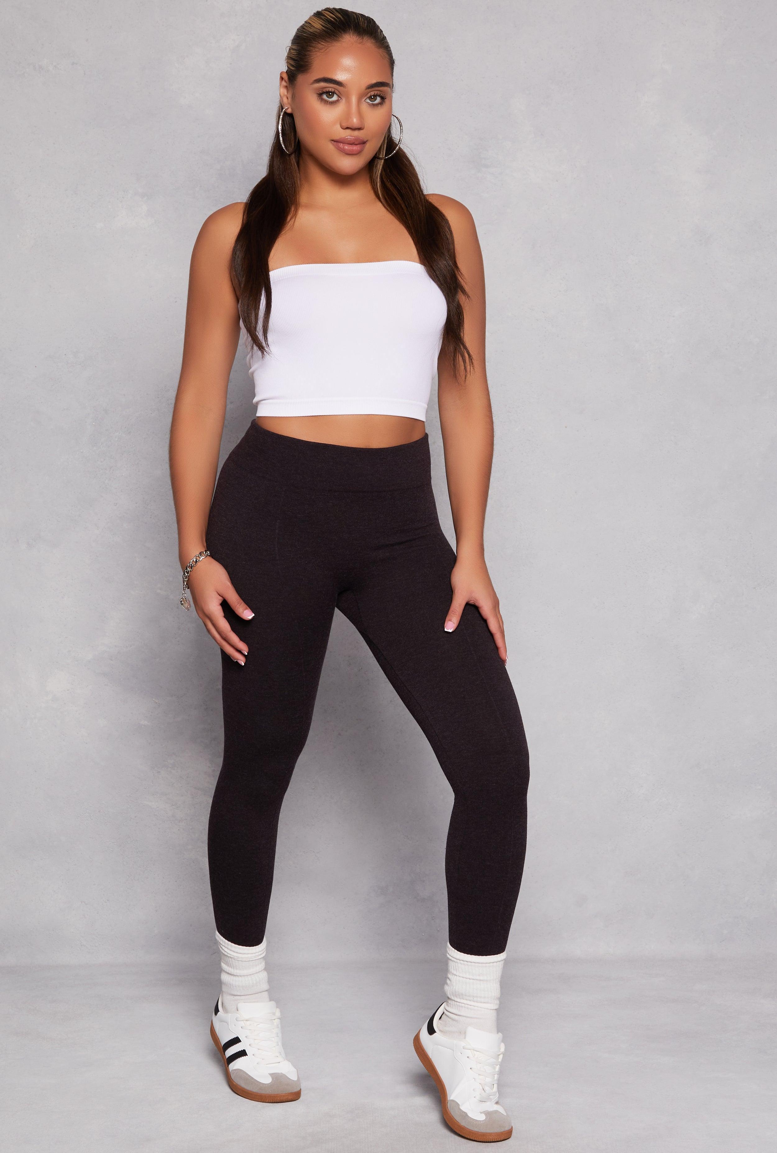 Womens Fleece Textured Waistband Leggings Product Image