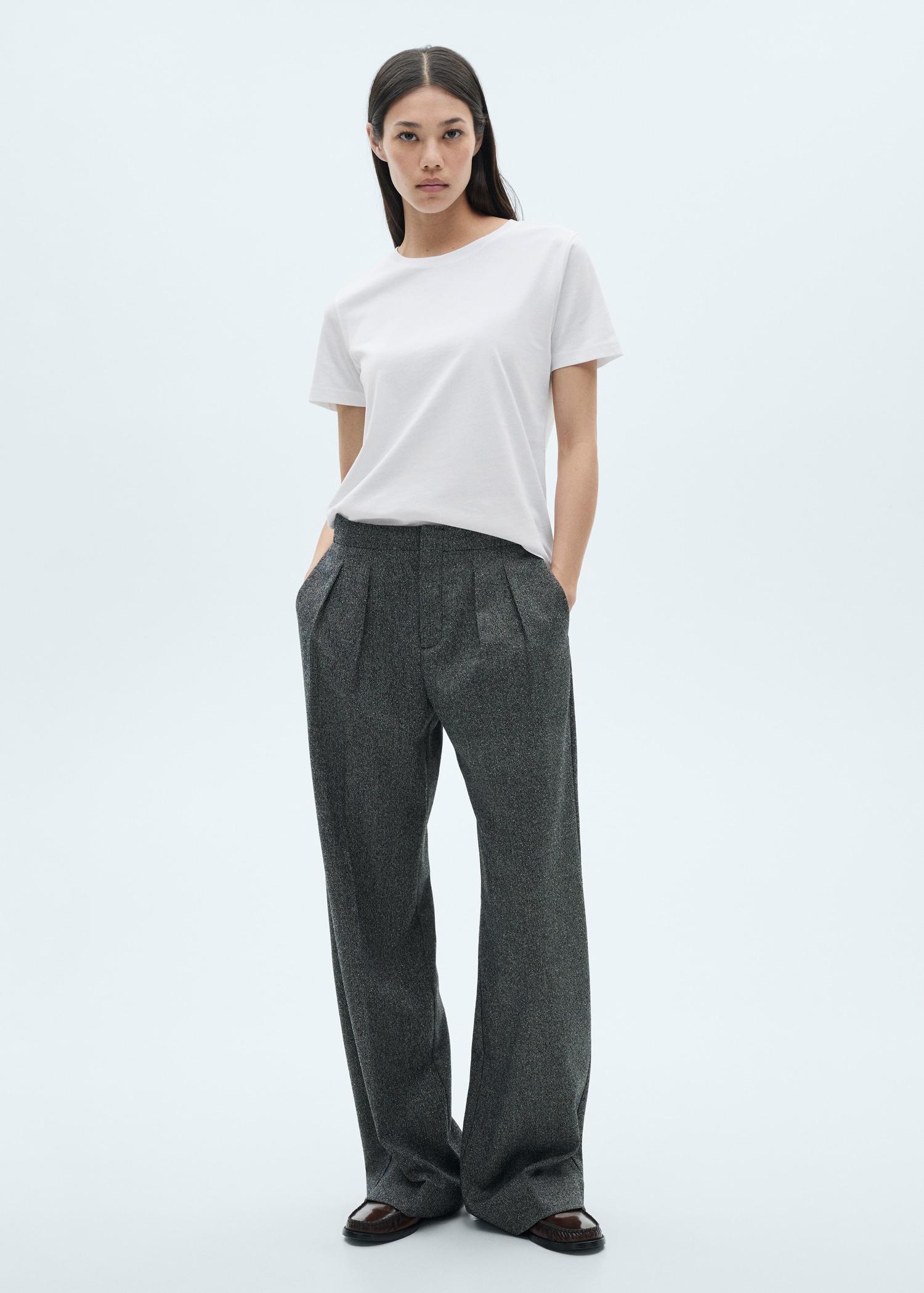 Short-sleeved cotton t-shirt - Women | MANGO USA Product Image