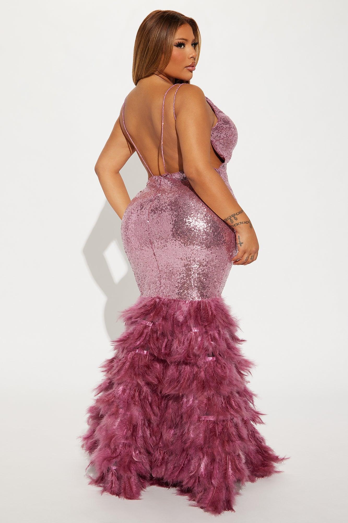 Danielle Feather Sequin Gown - Mauve Product Image