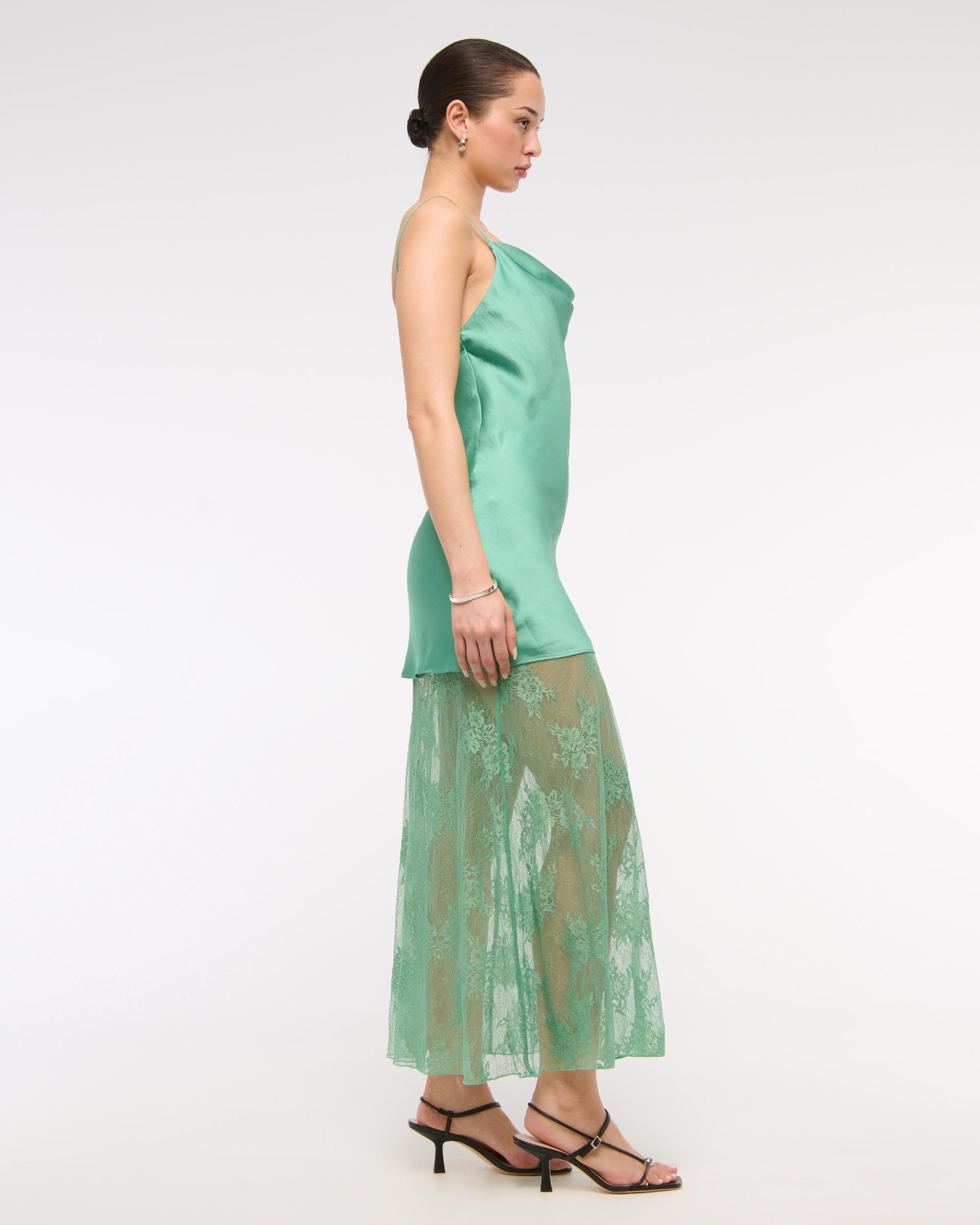 Cowl Neck Lace Maxi Dress Product Image