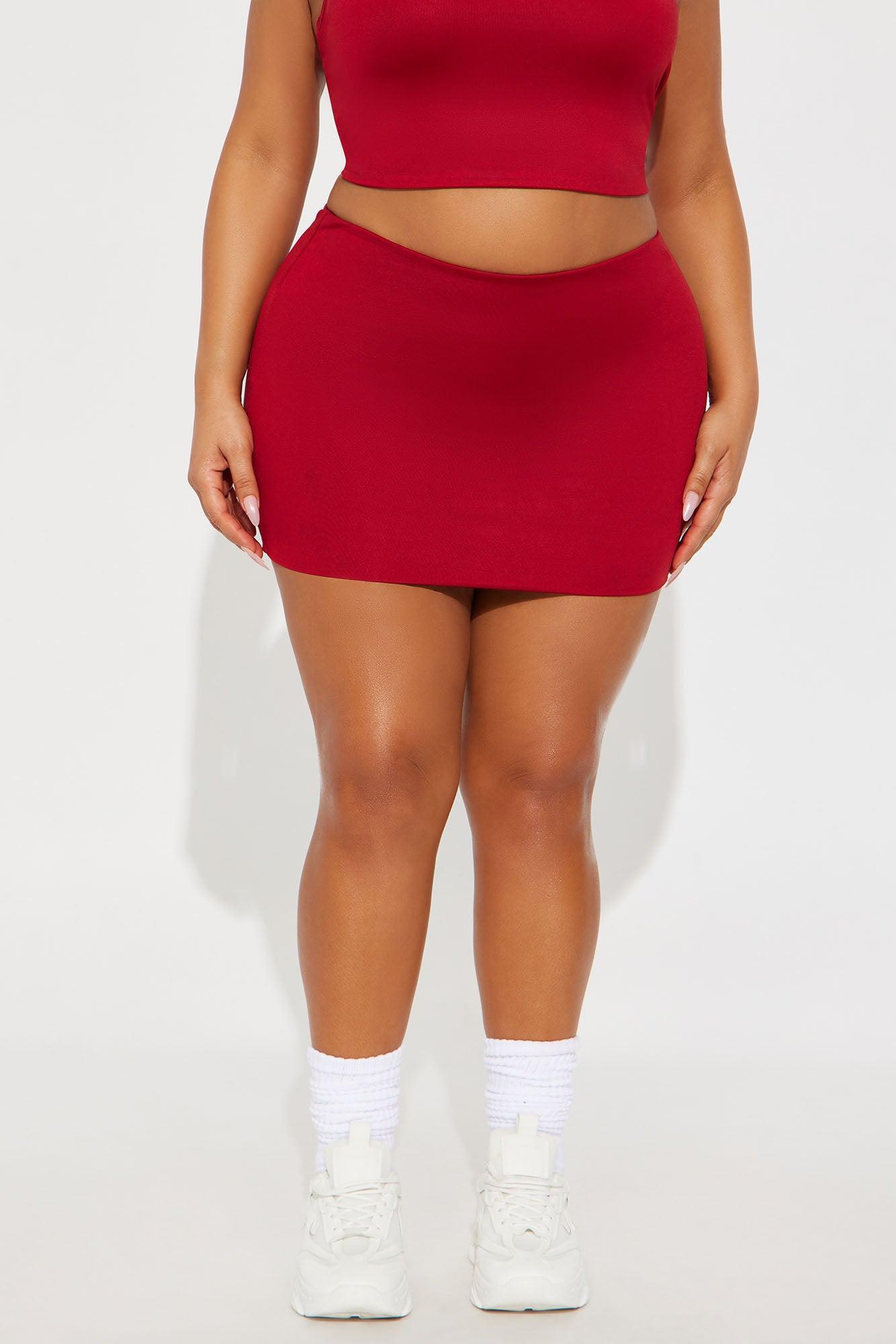 Contour Double Lined Mini Skirt - Red Product Image