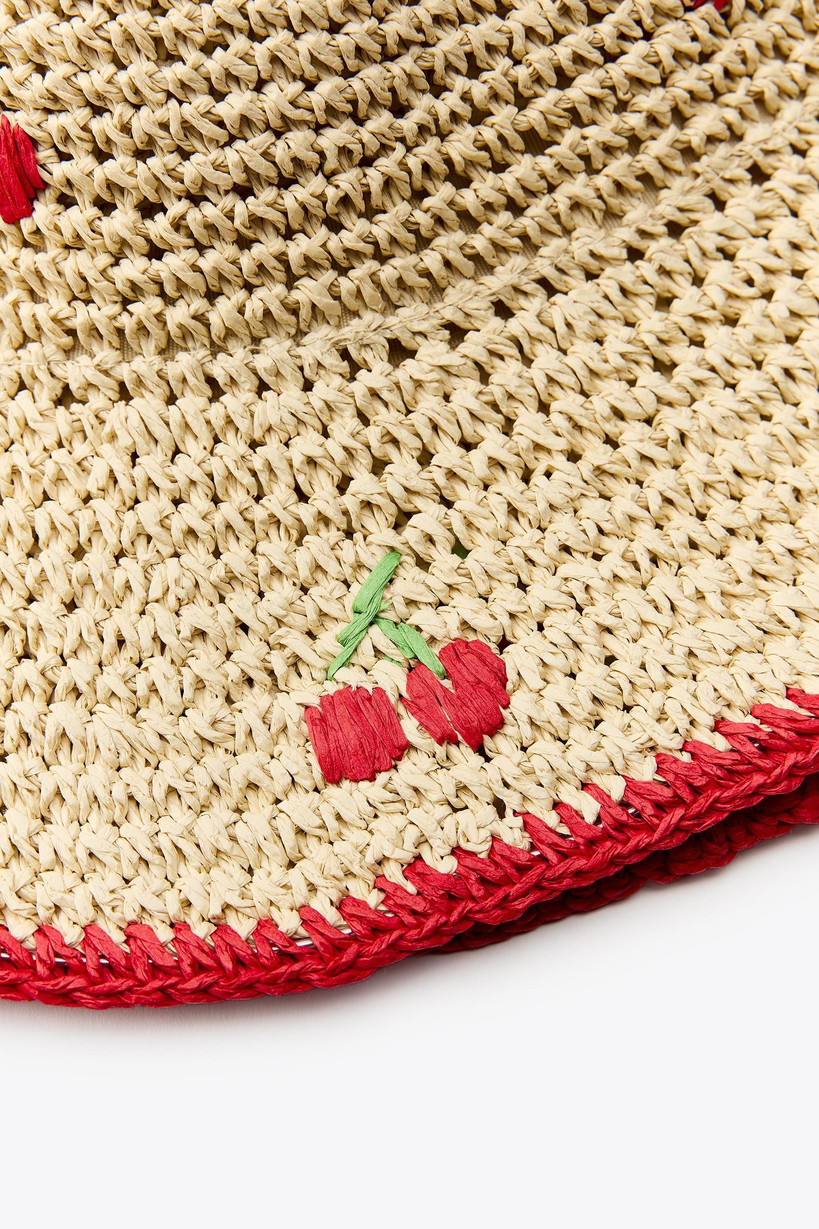 BRAIDED CHERRY EMBROIDERED HAT Product Image