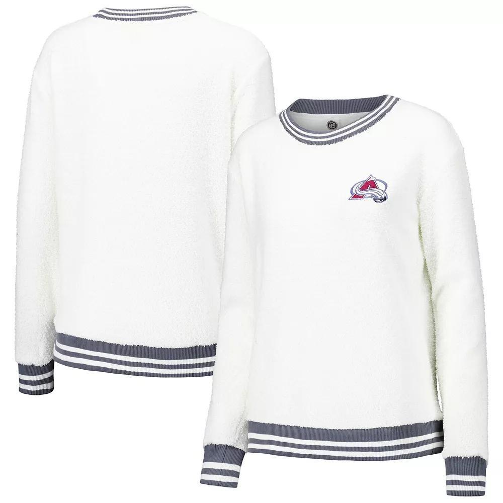 Women's Concepts Sport Cream/Charcoal Colorado Avalanche Granite Sherpa Pullover Sweatshirt, Size: Small, Beige Product Image