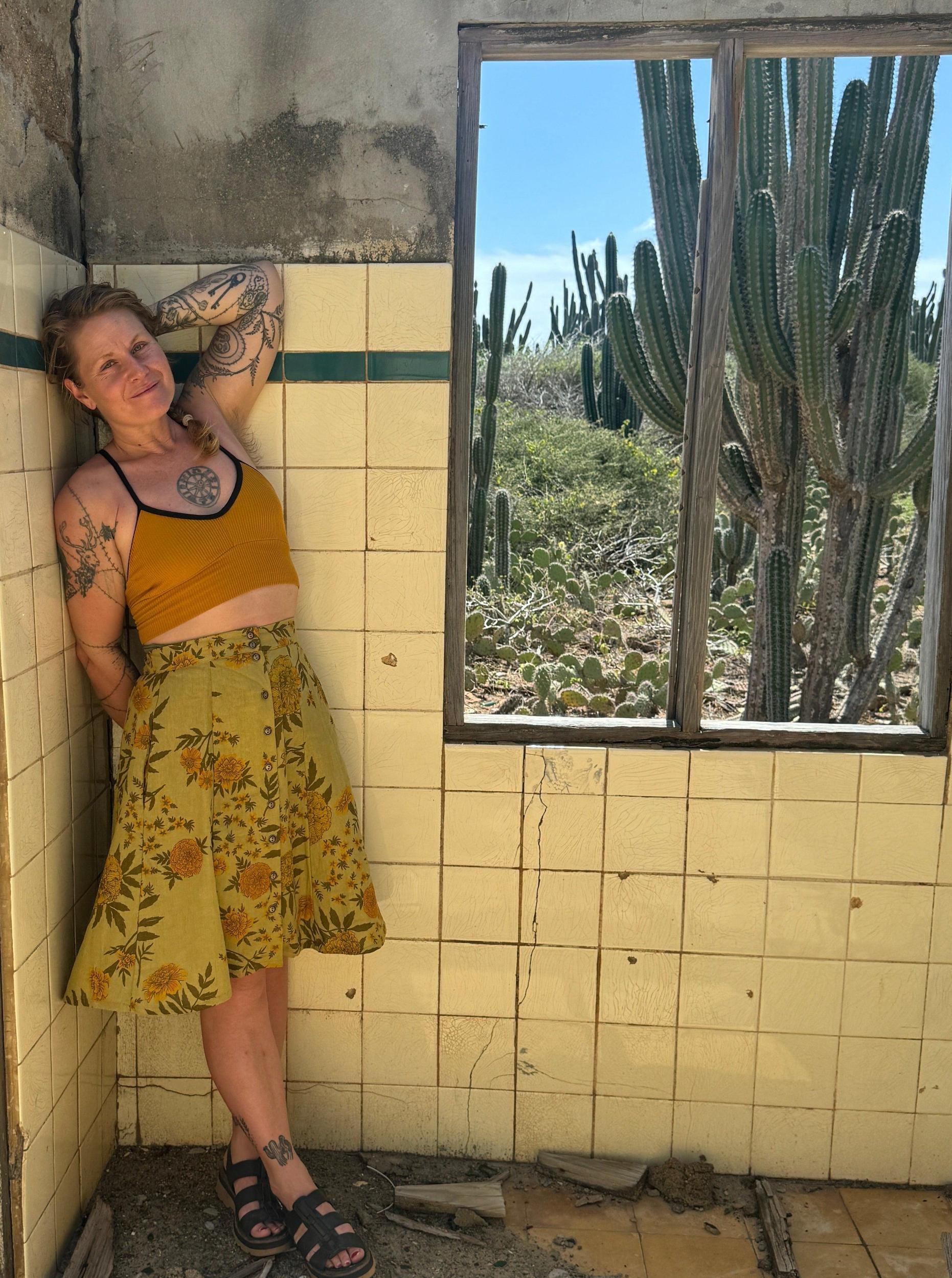 Bae Skirt in Mustard Marigold Linen Product Image