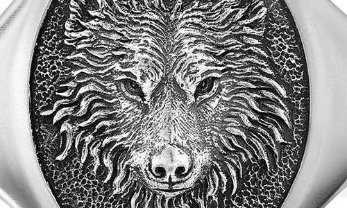 Mens Petrvs Wolf Signet Ring in Sterling Silver Product Image