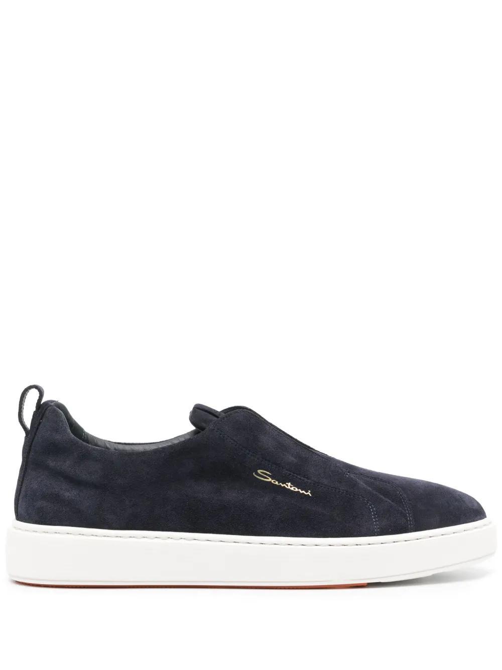 logo-lettering suede sneakers Product Image