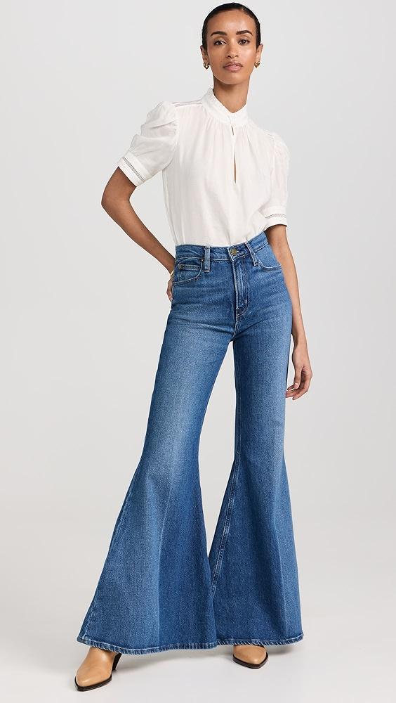 FRAME Ruffle Collar Inset Lace Top | Shopbop Product Image