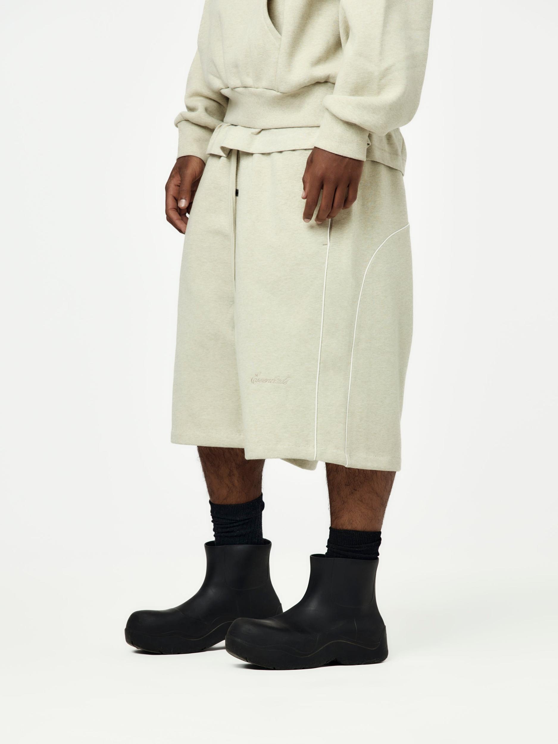 Relaxed Fleece Sweatshort With Piping (Heather Stone) Product Image