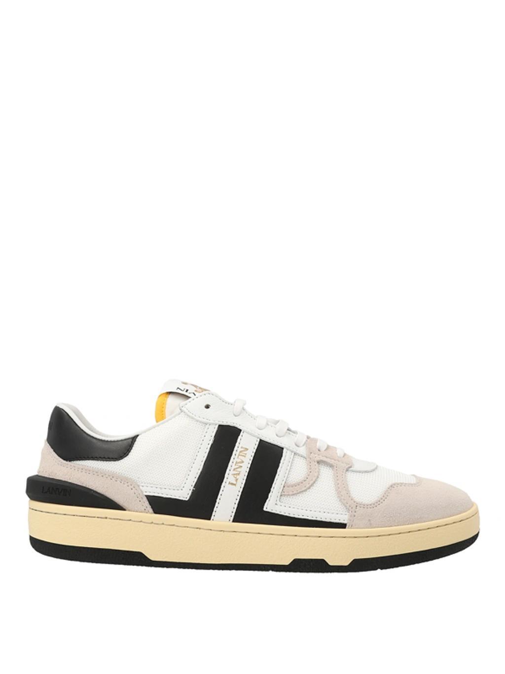 LANVIN Black And White Leather Clay Low Mesh Sneakers Product Image