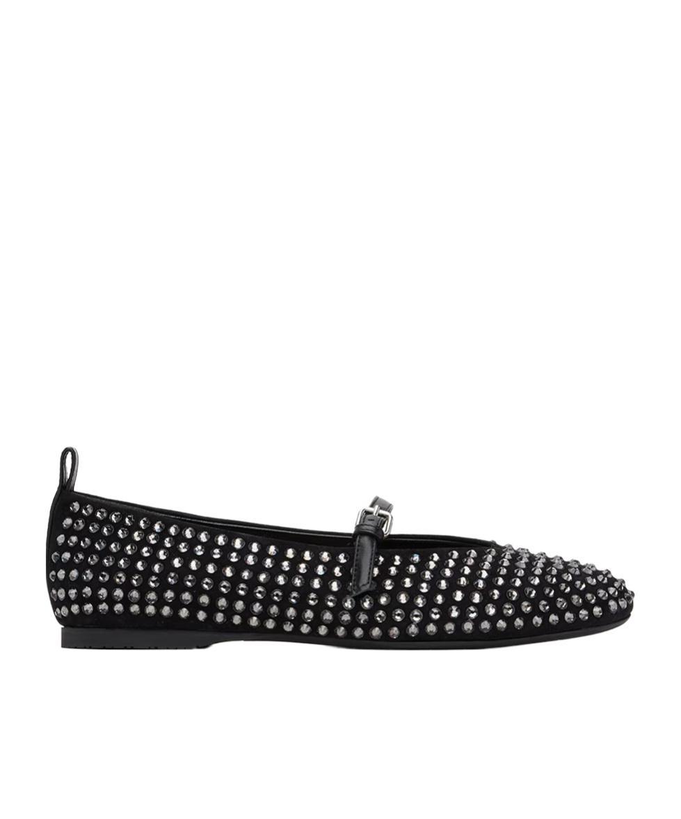 JW ANDERSON Strass Suede Mary Jane Ballerina Flats In Black Product Image