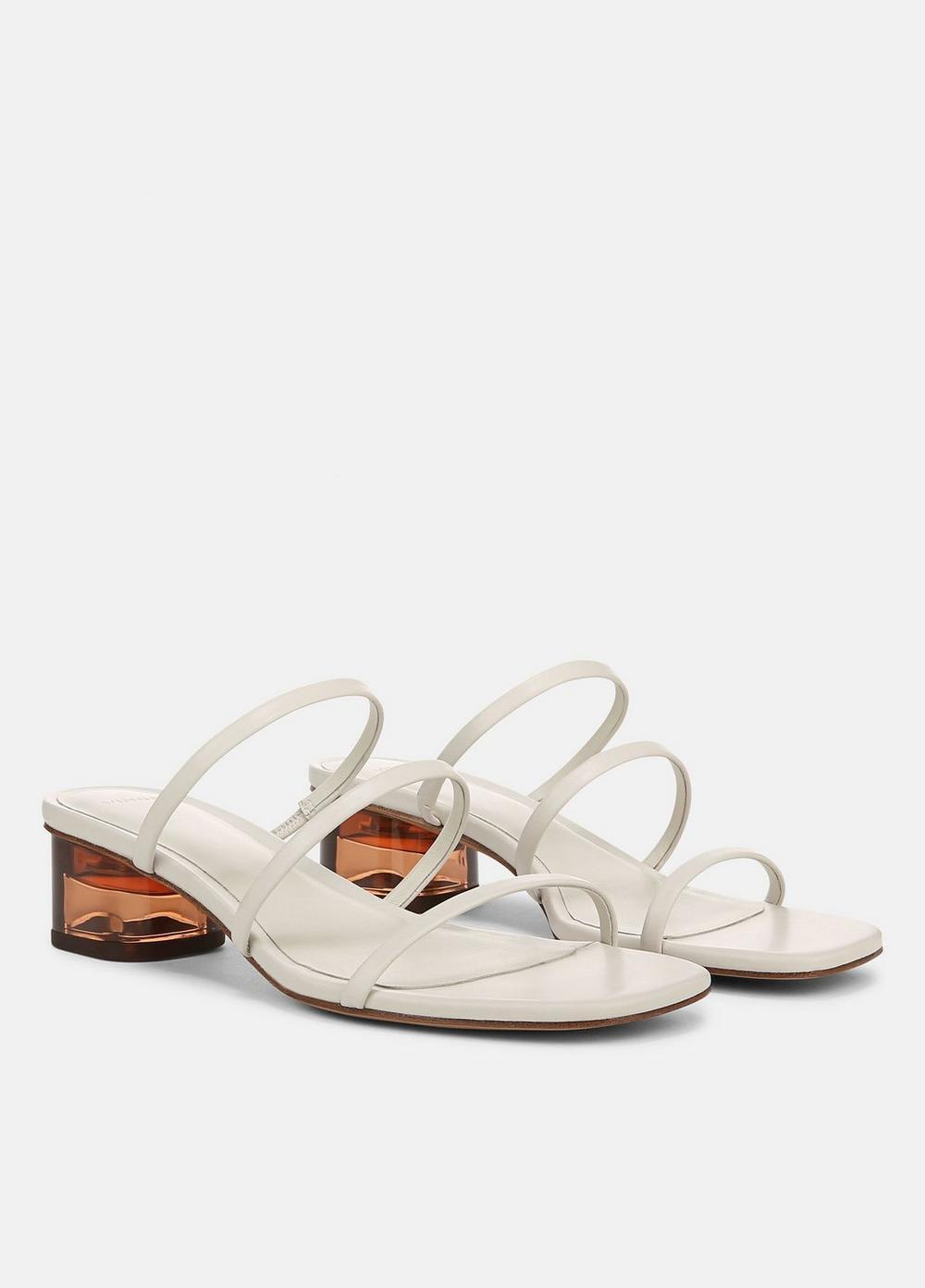 Womens Palm Springs Leather Heeled Sandal, White Stone, Size 9.5 Vince Product Image