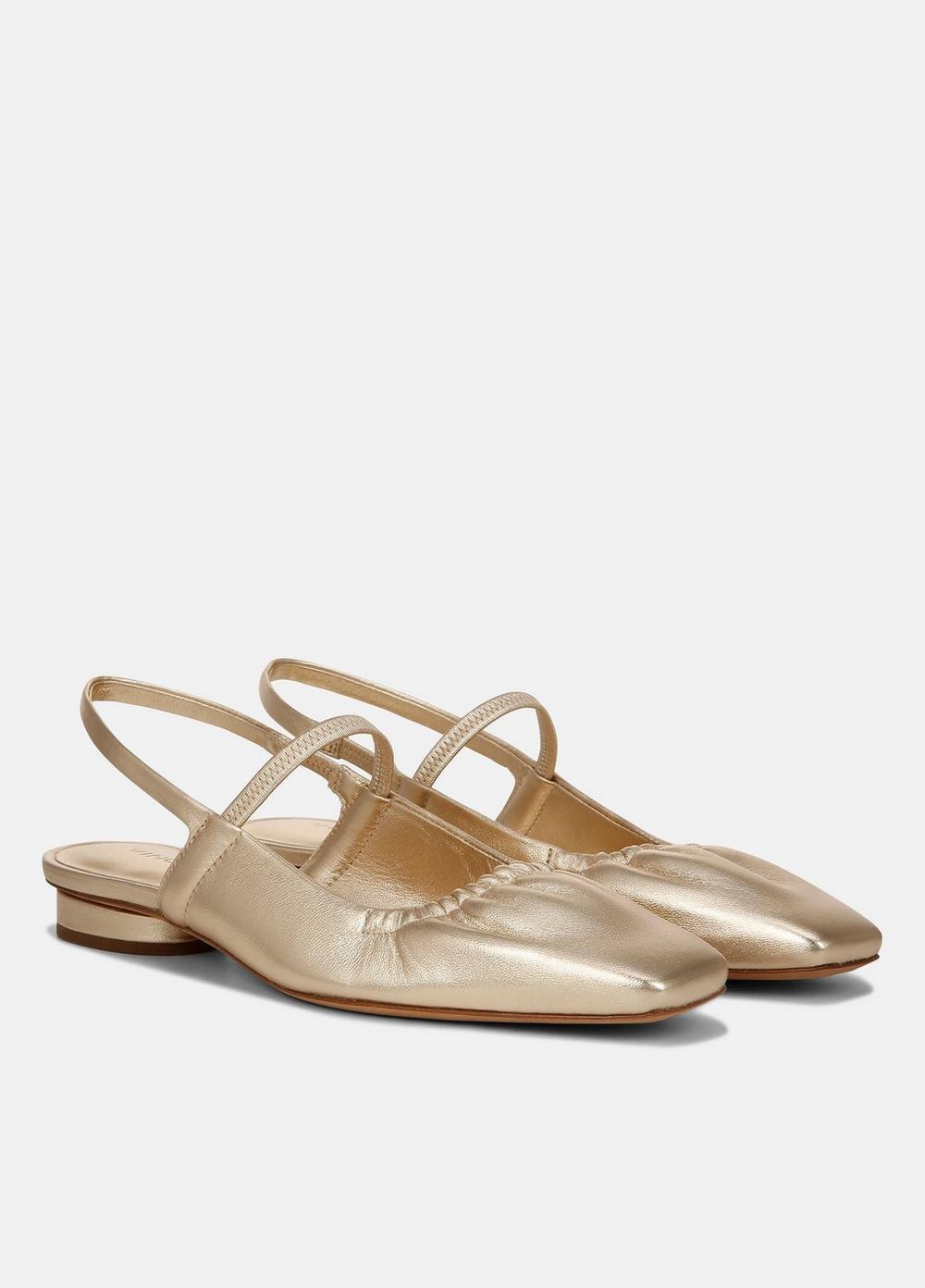 Womens Iliana Metallic Leather Slingback Flat, Silver, Size 9.5 Vince Product Image
