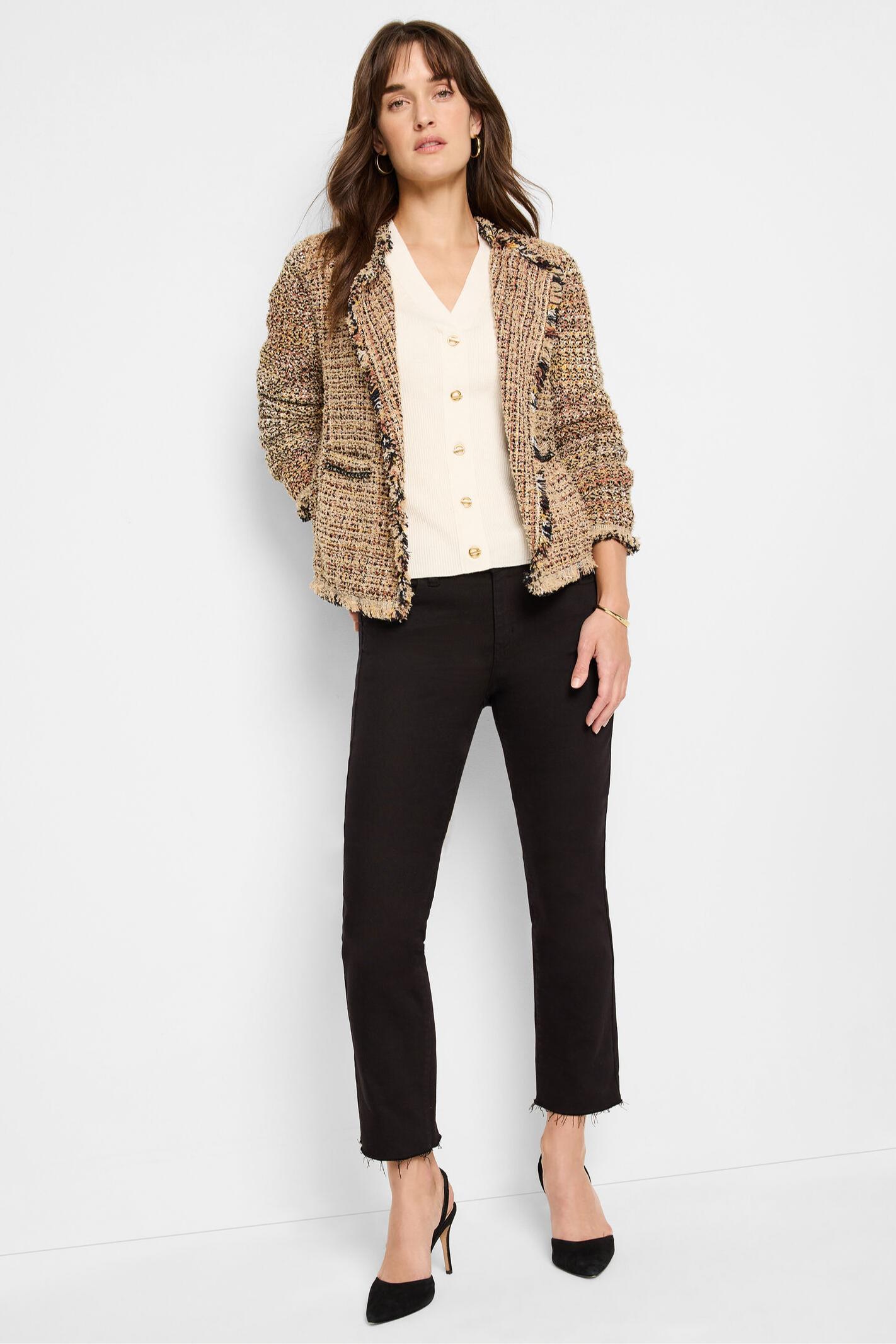 Chain Trim Fringe  Mix Knit- Sweater Product Image