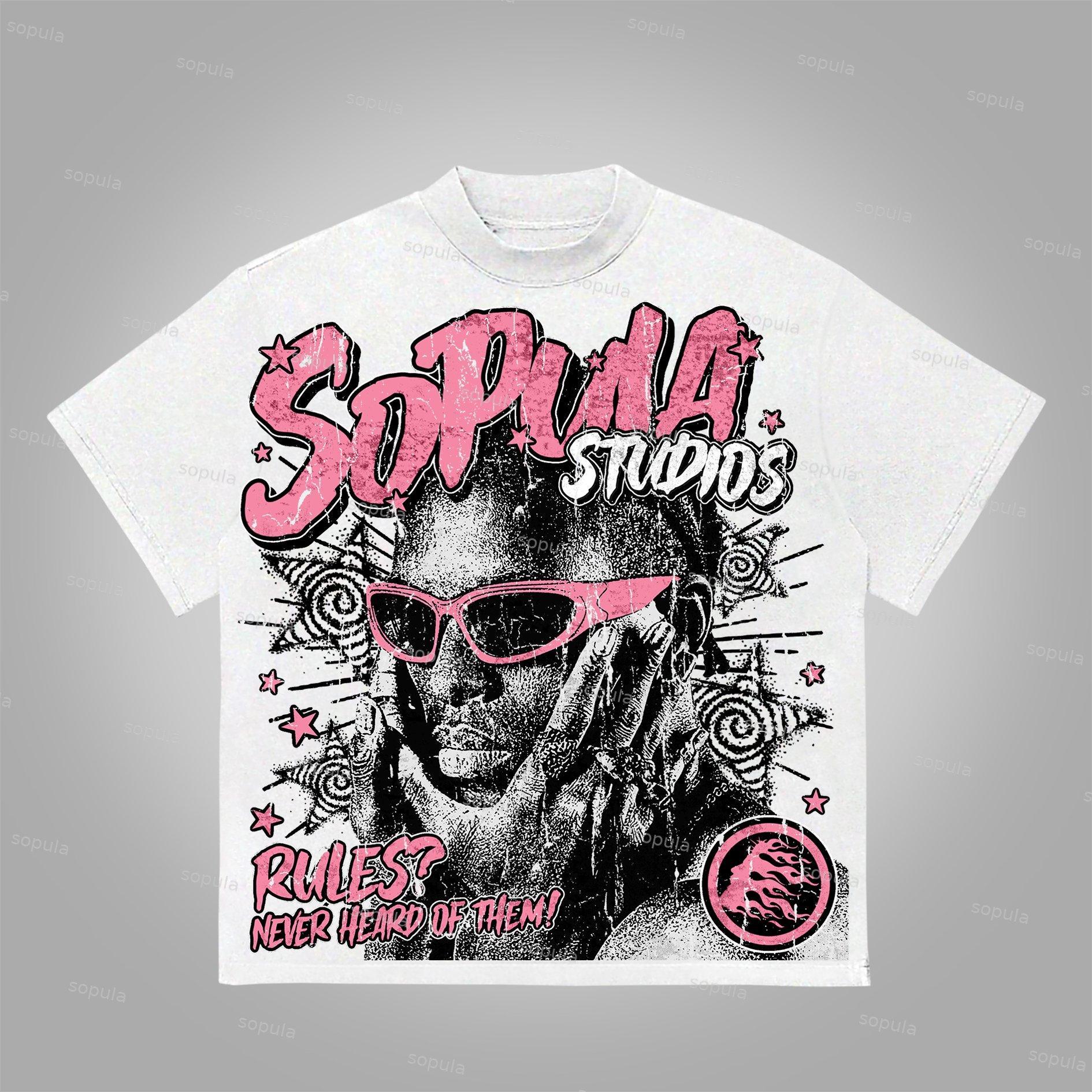 Sopula Rules I Don't Understand Street Fashion Character Retro Old Print Graphics Cotton T-Shirt Product Image