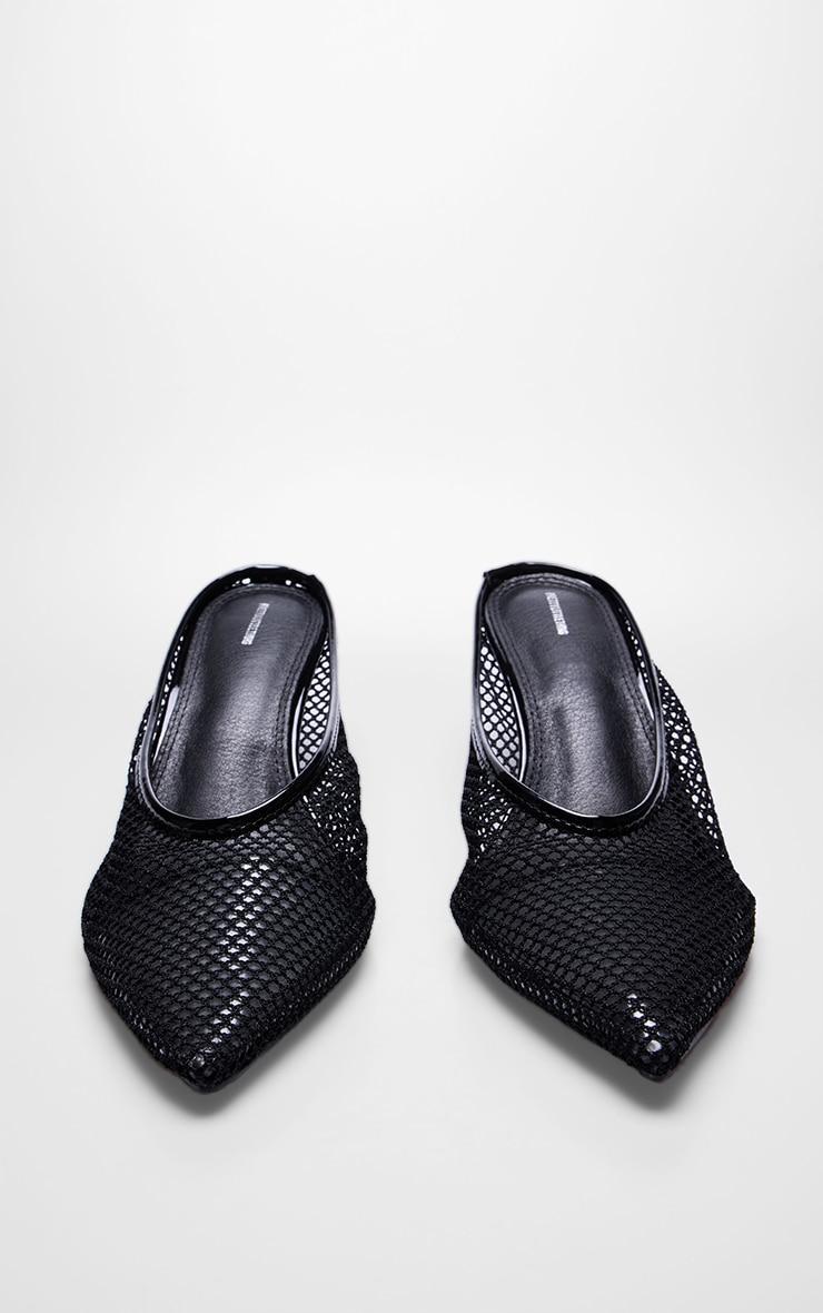 Black Mesh Point Toe Low Heel Court Mules Product Image