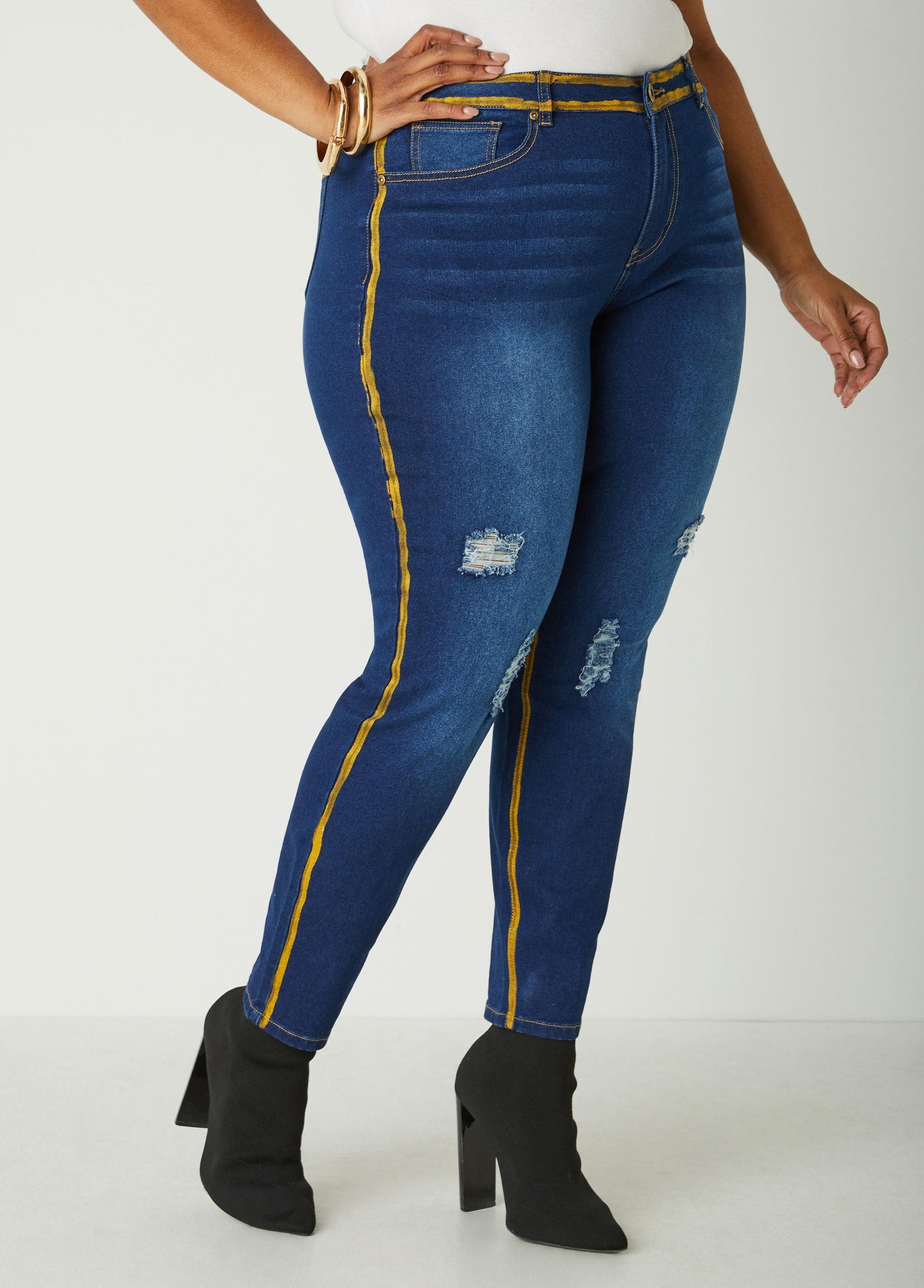 Painted Distressed Skinny Jeans Product Image