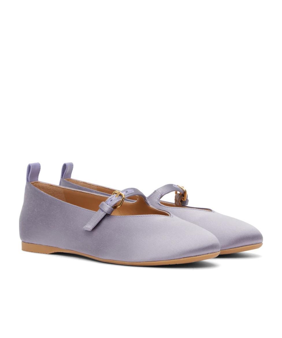 JW ANDERSON Pin-button Belted Ballet Shoes In Gray Product Image