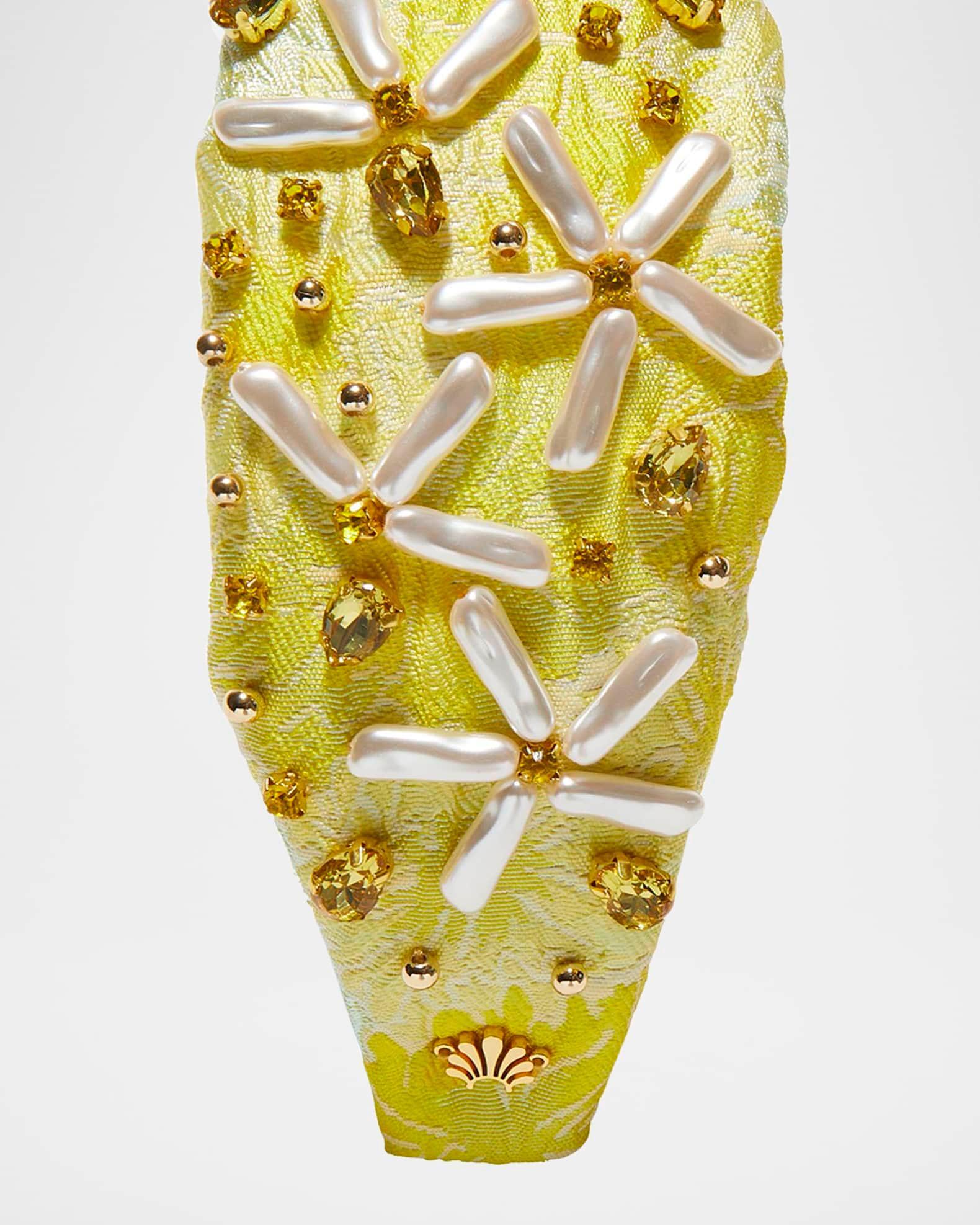 Knotted Faux-Pearl Floral Brocade Headband Product Image