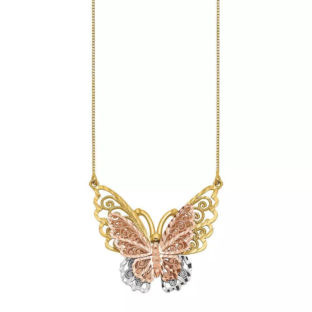 14k Yellow & Rose Gold Butterfly Necklace, Women's, Size: 18", 14k 2 Tone Product Image