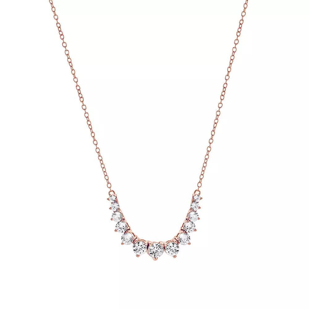 Gemstone Brilliance Lab-Created White Sapphire Graduated Necklace, Women's, Size: 18", Pink Tone Product Image