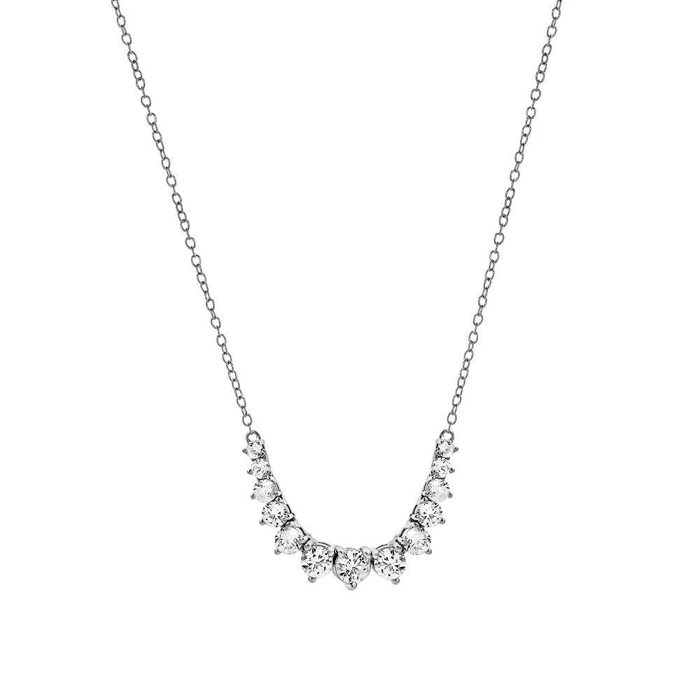 Gemstone Brilliance Lab-Created White Sapphire Graduated Necklace, Women's, Size: 18", Silver Tone Product Image