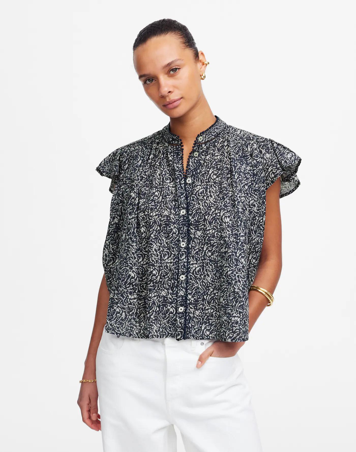 Shirred Lace-Trim Top Product Image