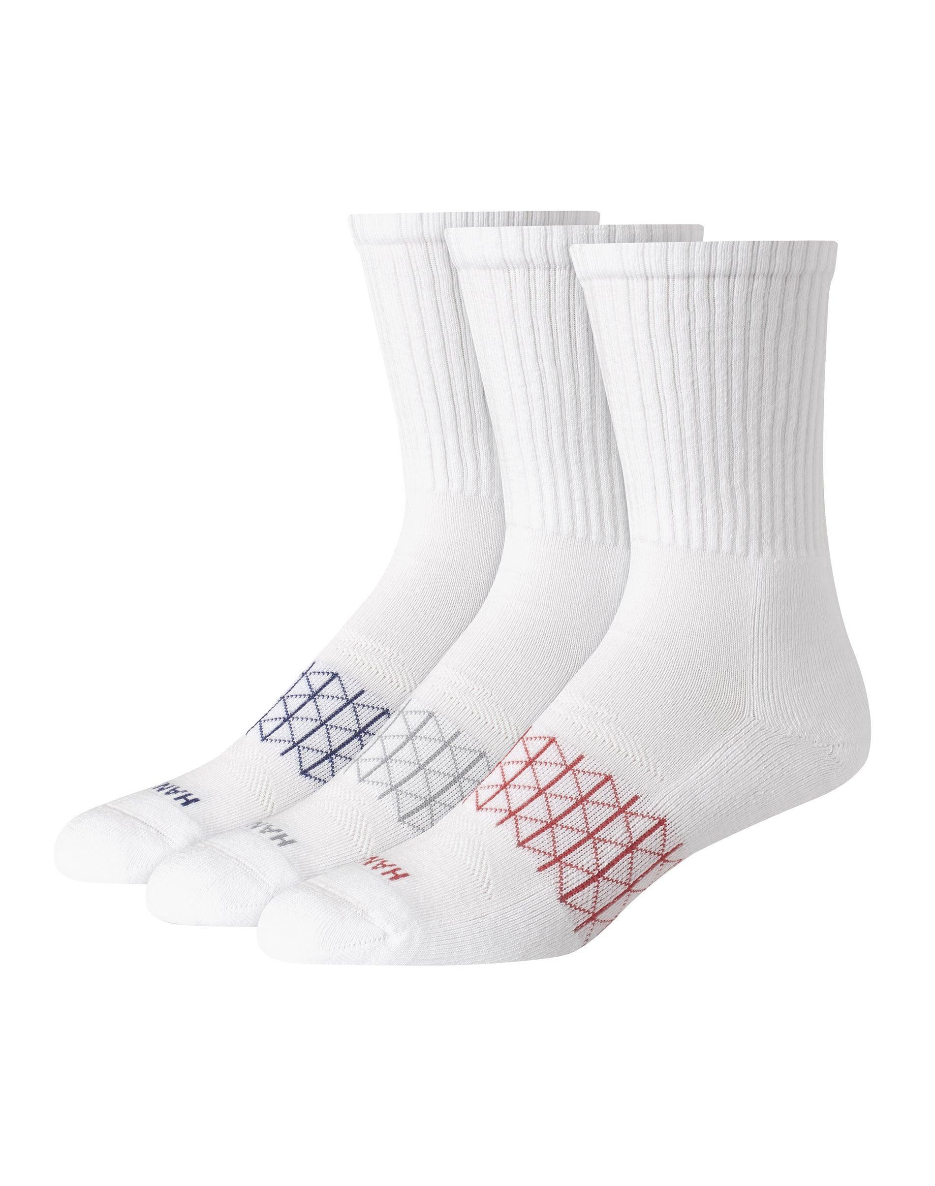 Hanes Mens 3pk Absolute Active Cushioned Crew Socks 6-12: Arch Support Product Image