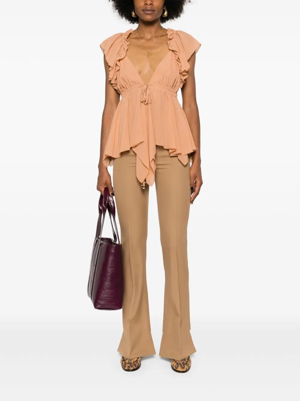 ruffled sleeveless silk blouse Product Image