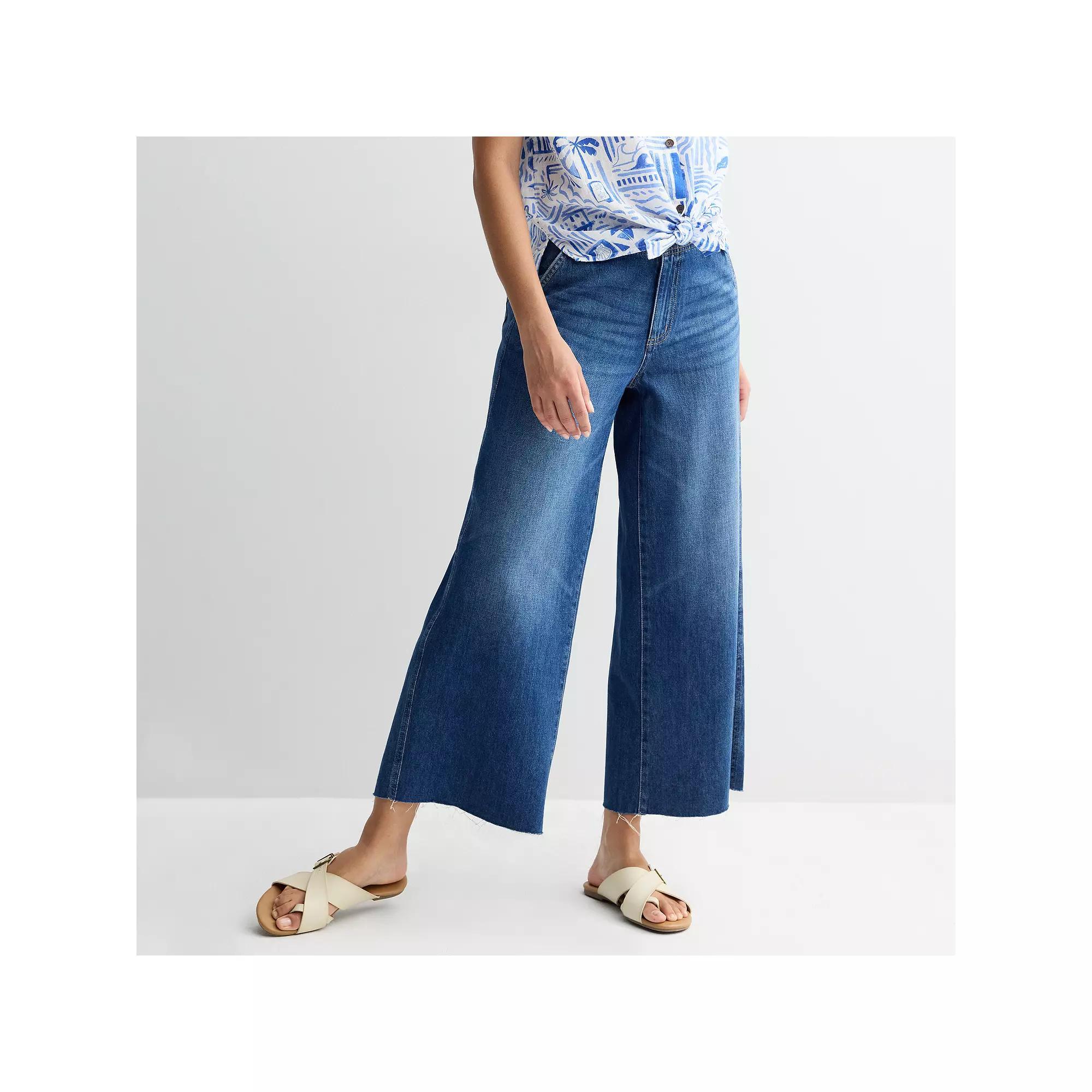 Women's Sonoma Goods For Life® Relaxed Fit Wide-Leg Ankle Jeans, Size: 10, Dark Blue Product Image