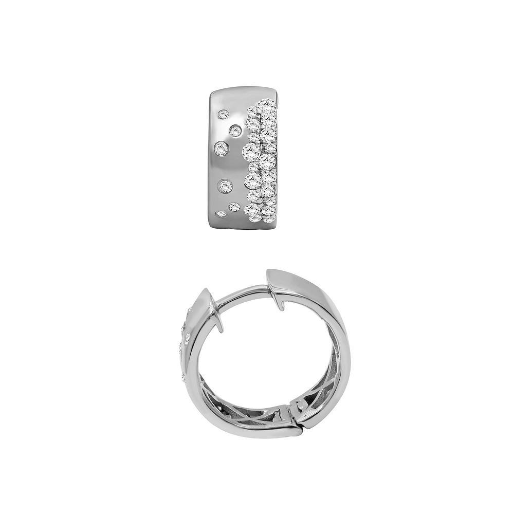Jewelexcess Sterling Silver 1/2 Carat T.W. Diamond Hoop Earrings, Women's Product Image