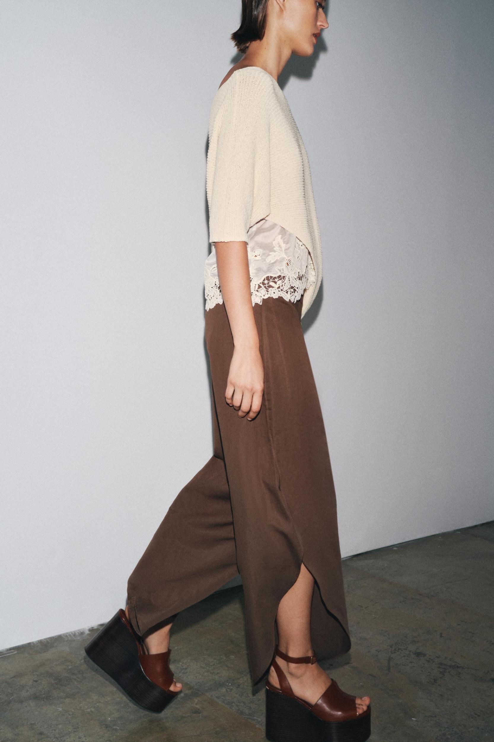 ASYMMETRICAL COMBINATION KNIT TOP Product Image