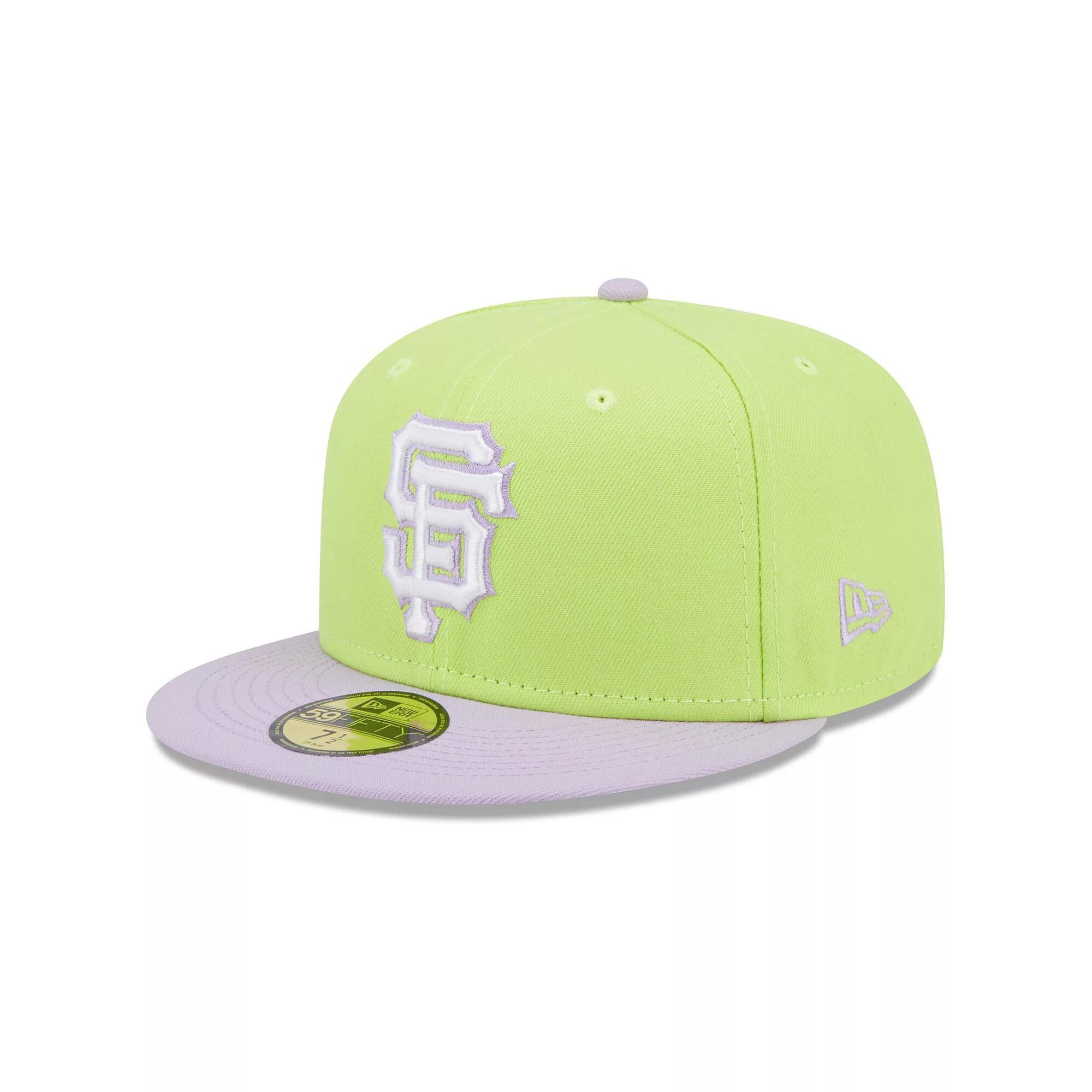 Men's New Era Neon Green/Lavender San Francisco Giants Spring Color Two-Tone 59FIFTY Fitted Hat, Size: 7 5/8, Brt Gr Product Image
