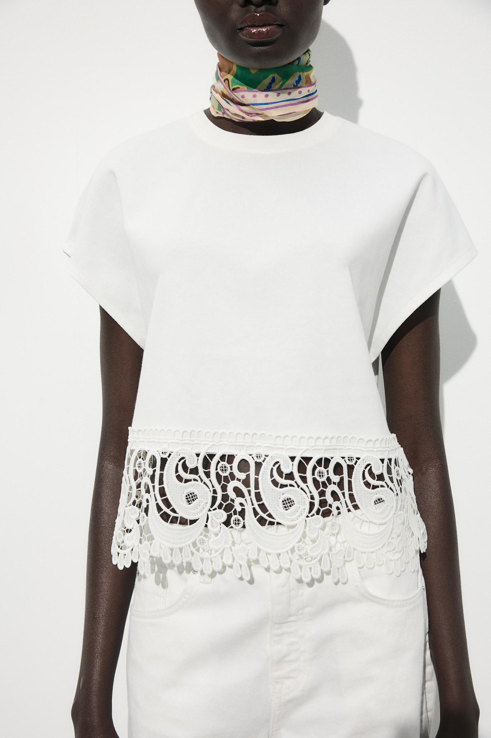 GUIPURE COMBINATION T-SHIRT Product Image