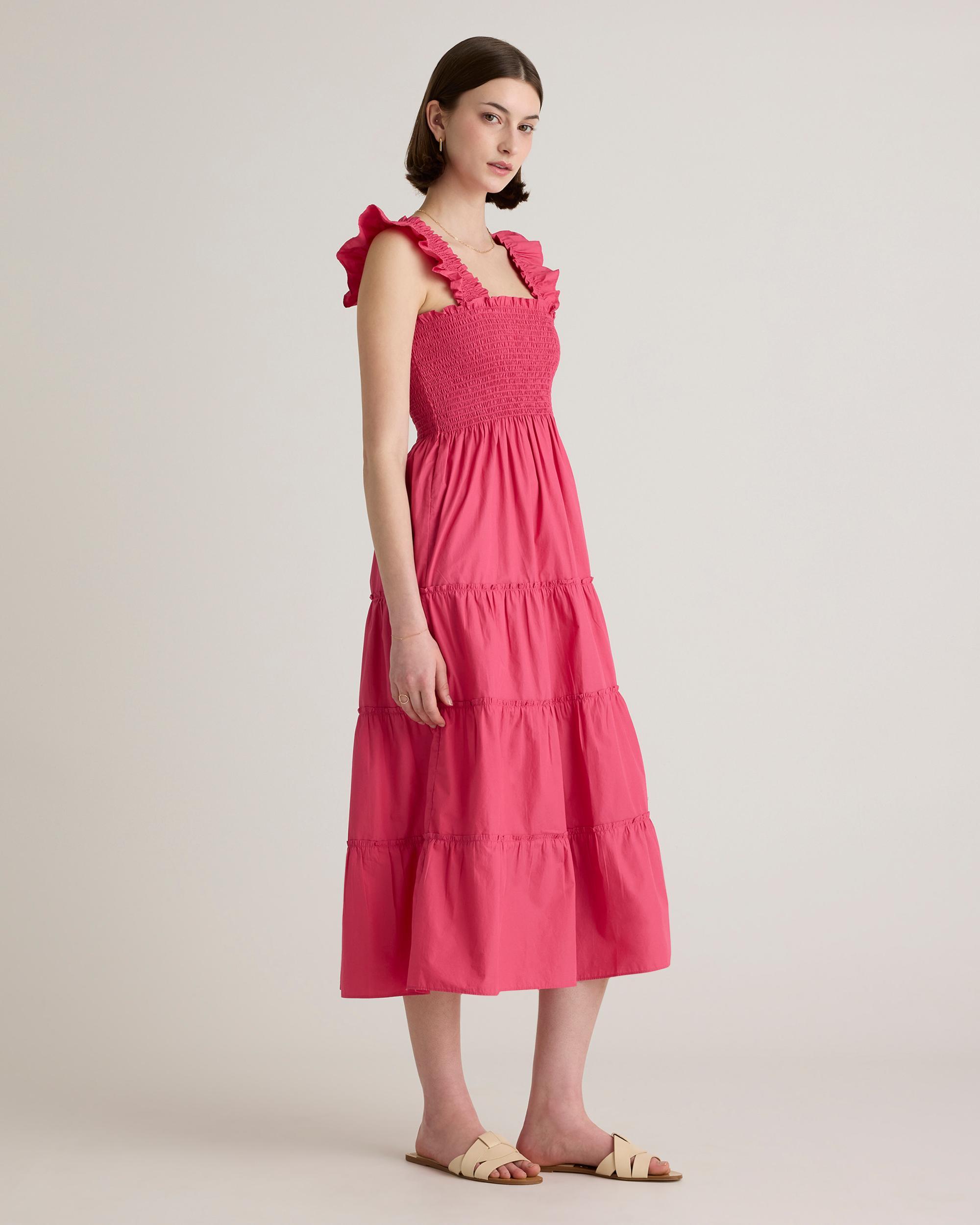 Quince | Women's Poplin Smocked Midi Dress Size XS, Organic Cotton Product Image