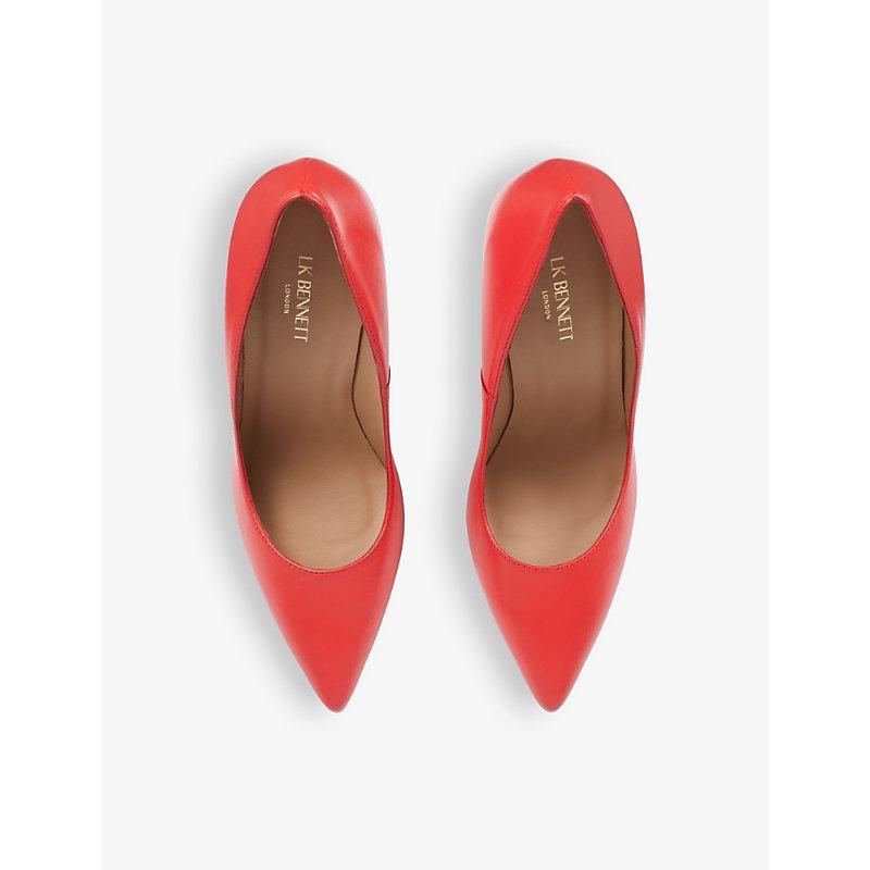 LK BENNETT Womens Red-red Fern Heeled Leather Court Shoes Product Image
