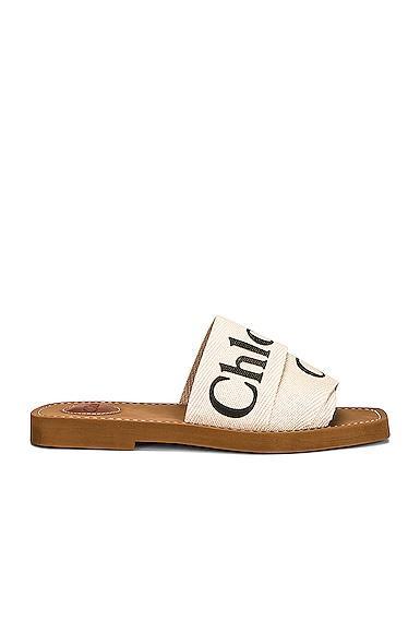 Chloe Woody Flat Slides in White - White. Size 41 (also in 35, 40). Product Image