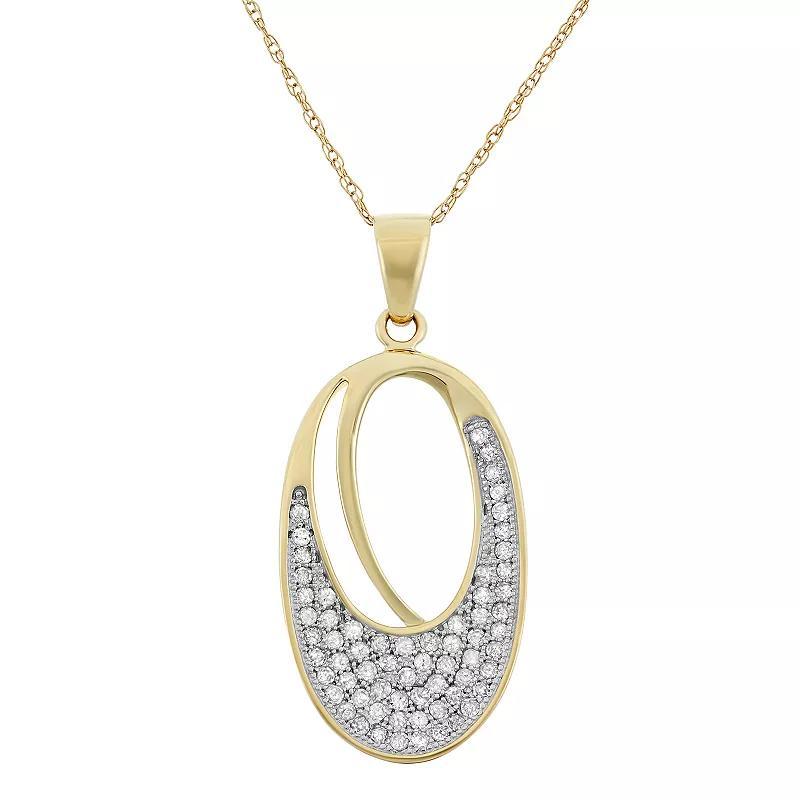 1/3 Carat T.W. Diamond 10k Gold Oval Pendant Necklace, Women's, Size: 18", White Product Image