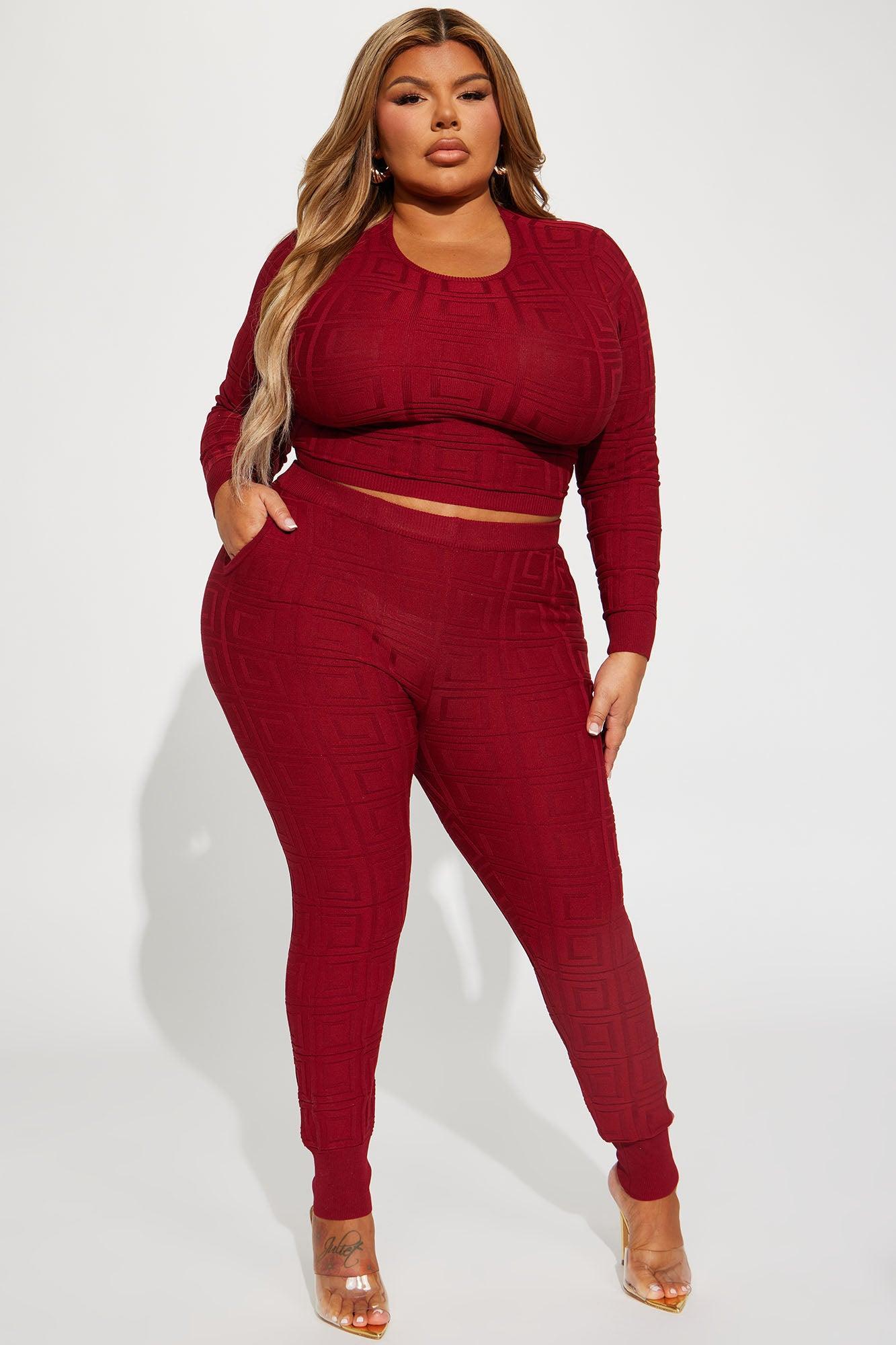 Never Complaining Sweater Legging Set - Burgundy Female Product Image