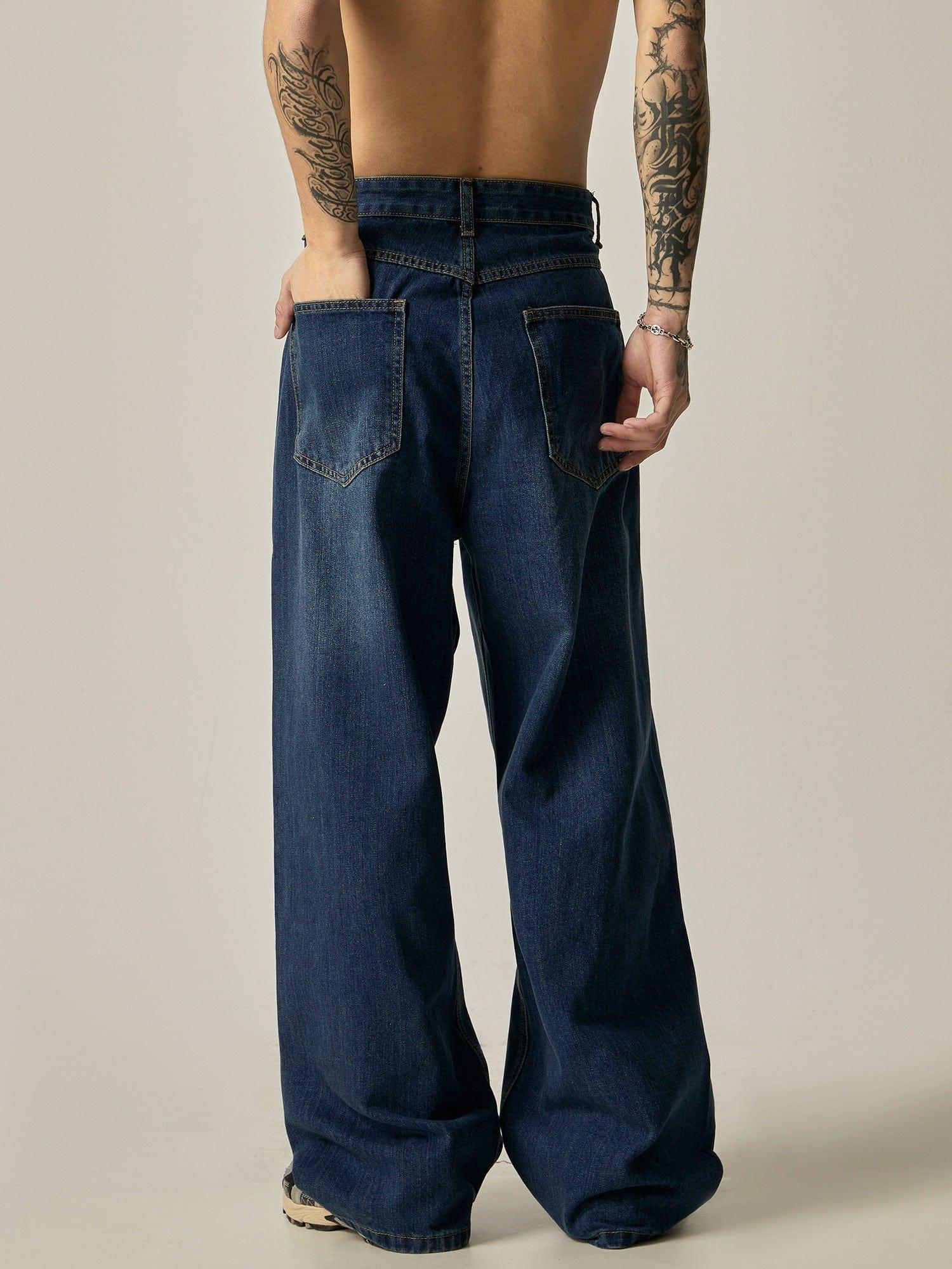 RT No. 11164 BLUE WIDE STRAIGHT DENIM JEANS Product Image